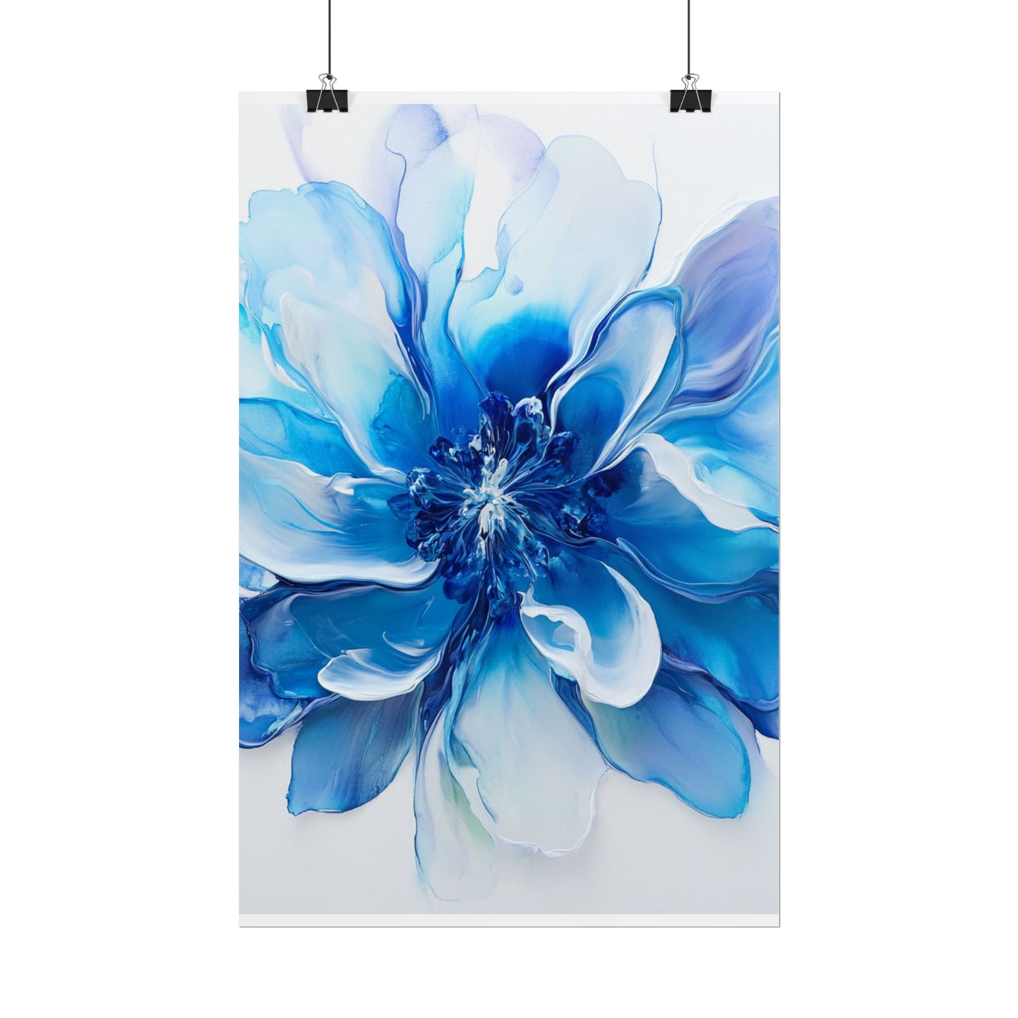 Ethereal Bloom - Abstract Blue Floral Art Print