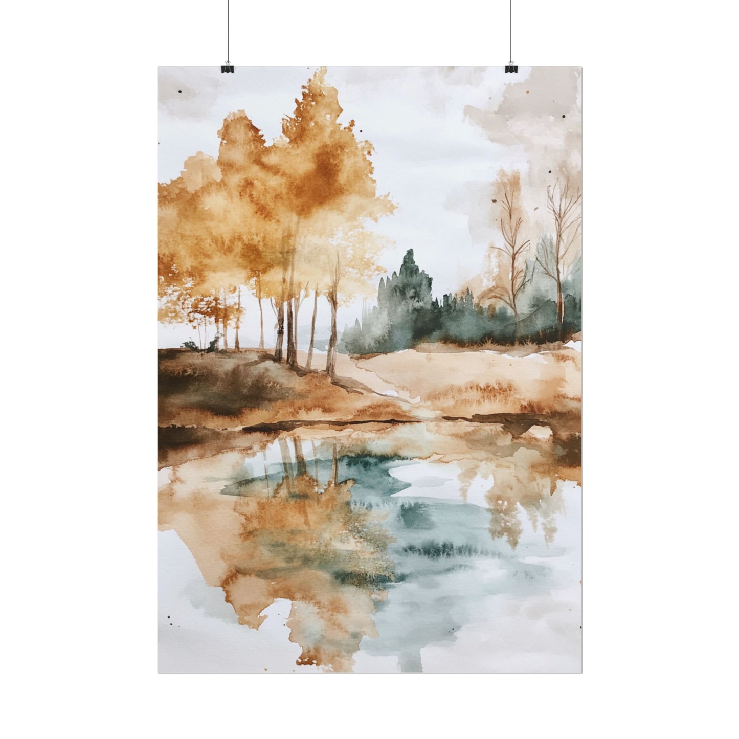 Autumn Serenity - Abstract Landscape Watercolour