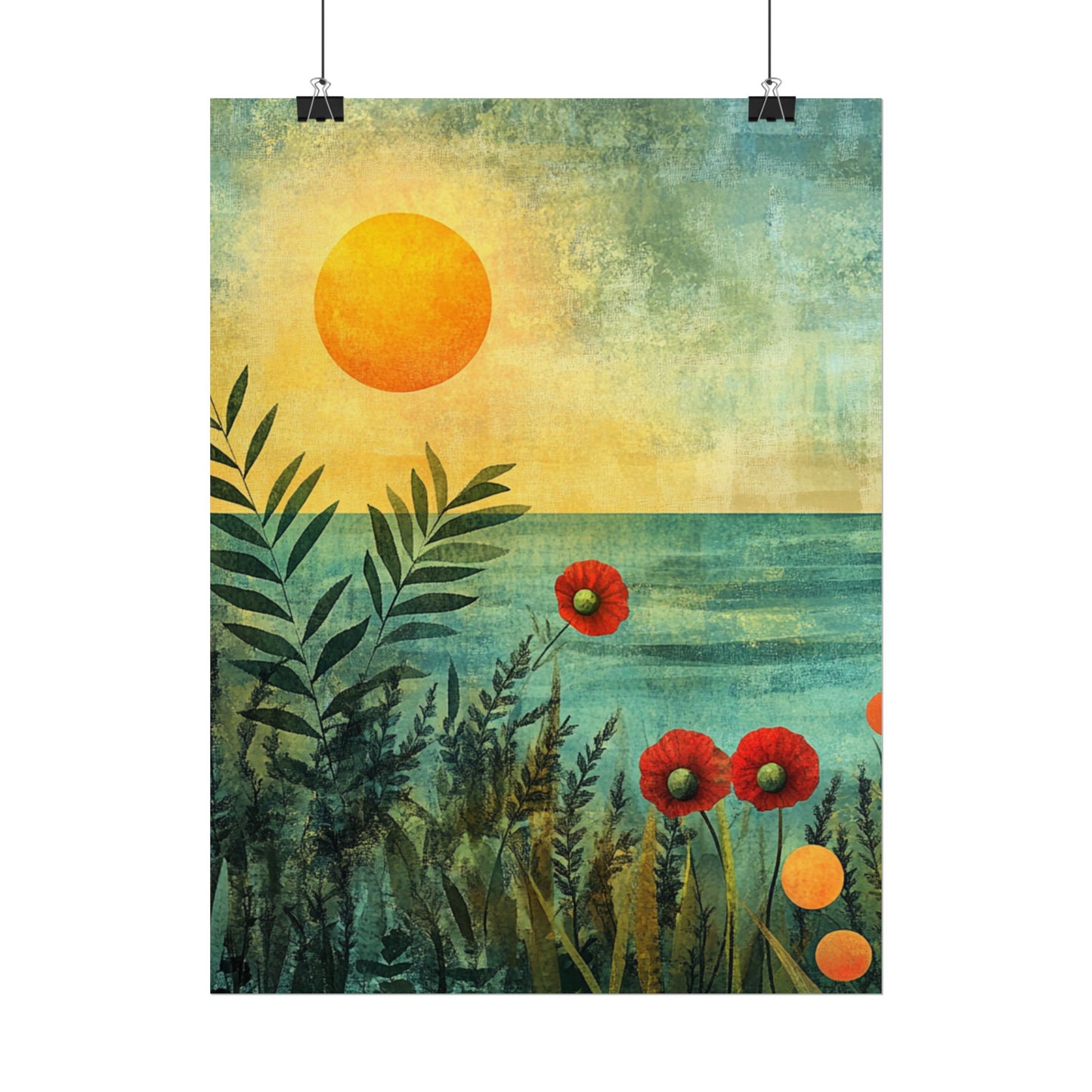 Sunrise Serenity - Abstract Coastal Floral Art Print