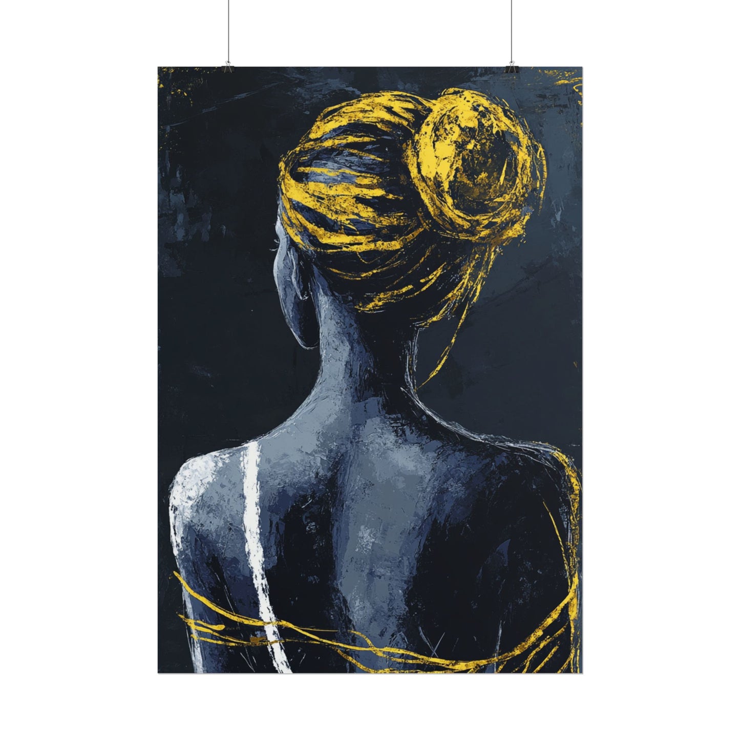 Golden Embrace - Abstract Portrait in Blue and Gold