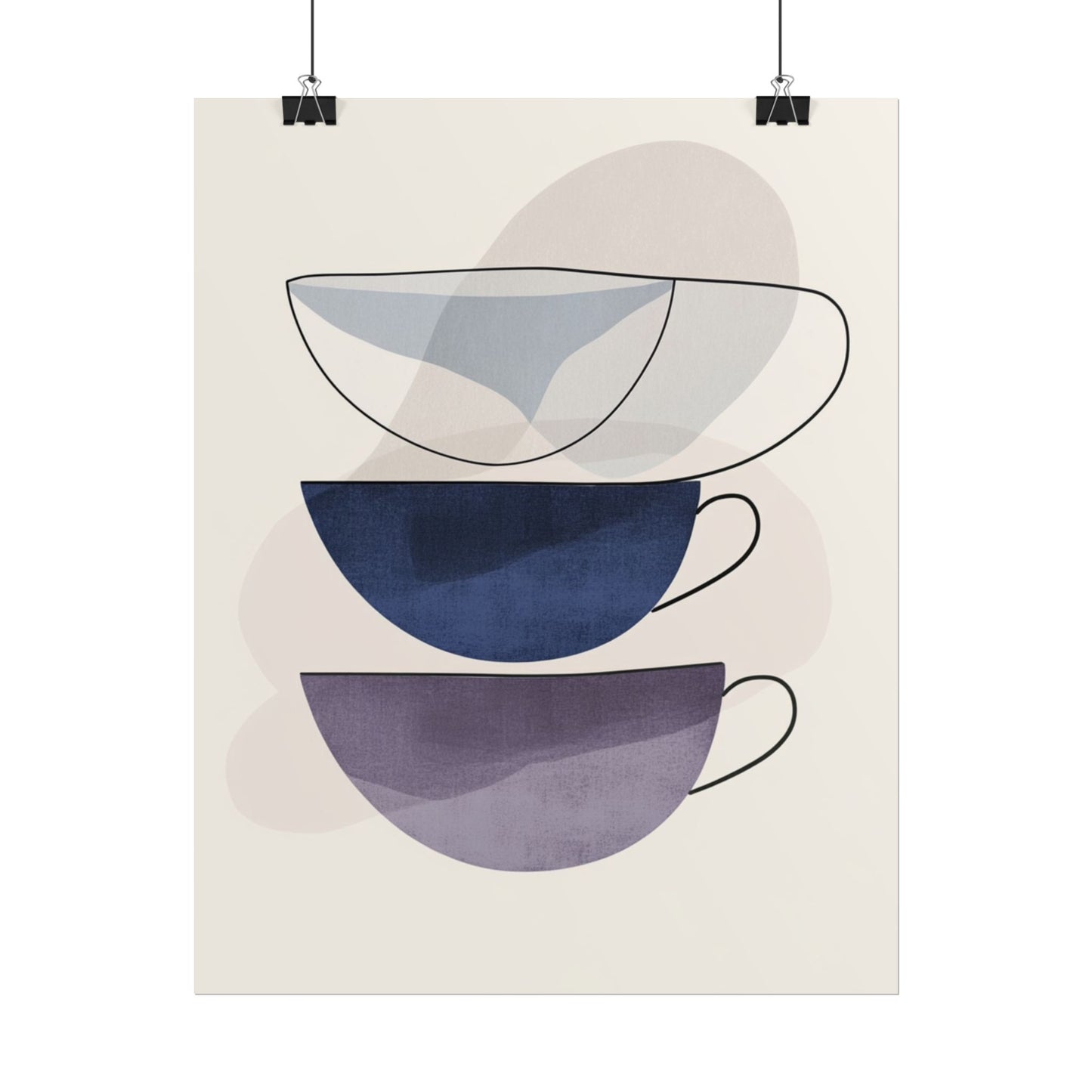 Minimalist Teacups - Abstract Modern Art Print