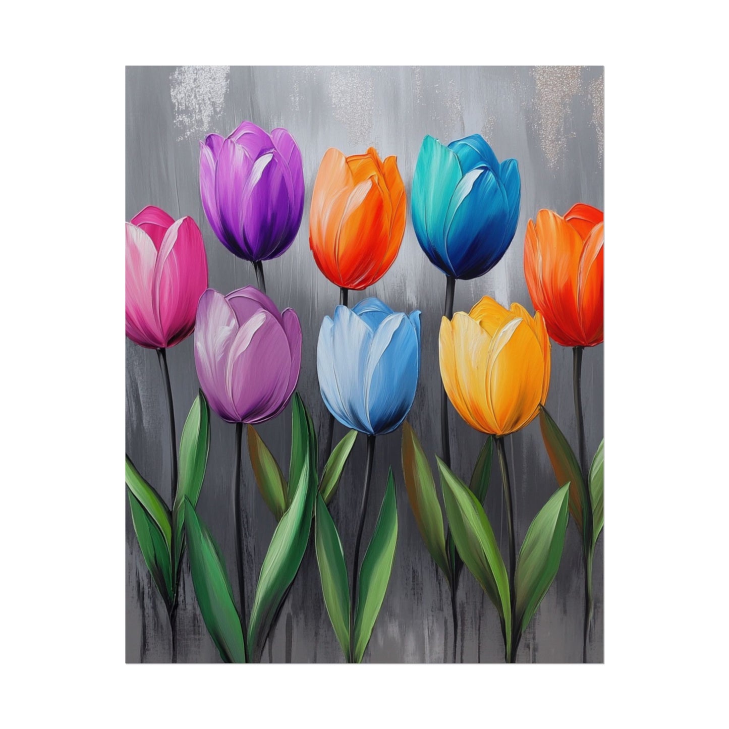 Colourful Tulips - Abstract Floral Art Print