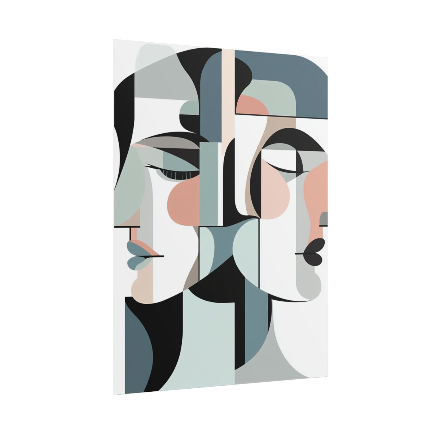 Duality in Form - Abstract Faces Art Print