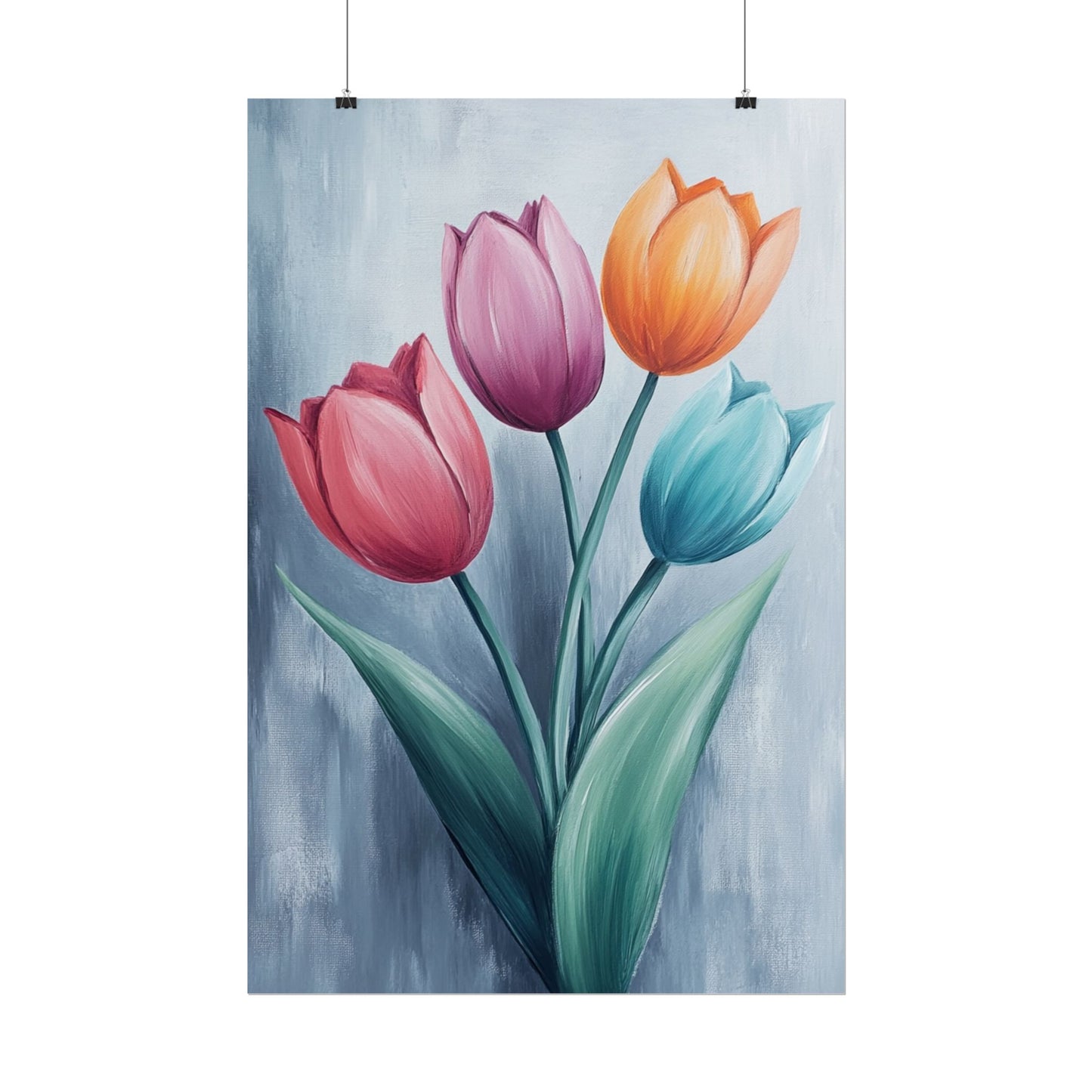 Colourful Tulip Quartet - Abstract Floral Art Print