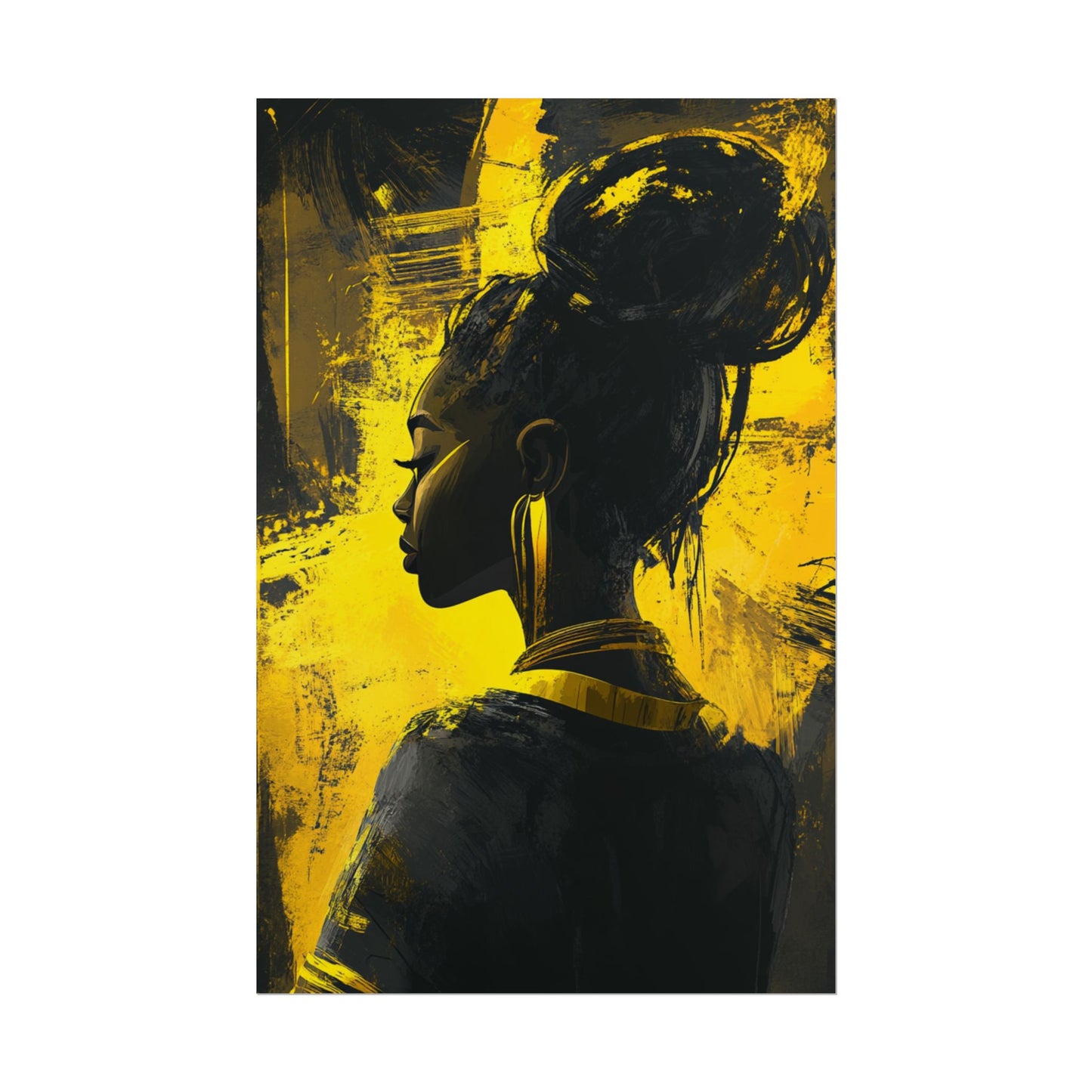 Ethereal Silhouette - Abstract Portrait in Monochrome and Gold