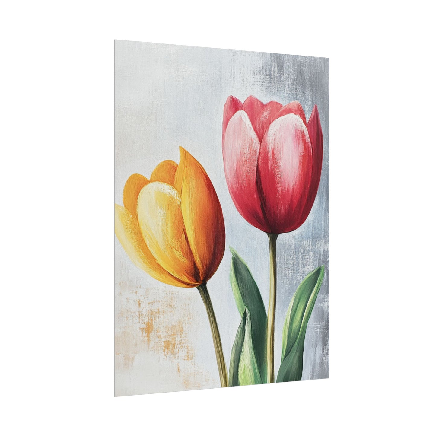 Vibrant Tulips Duo - Abstract Floral Art Print