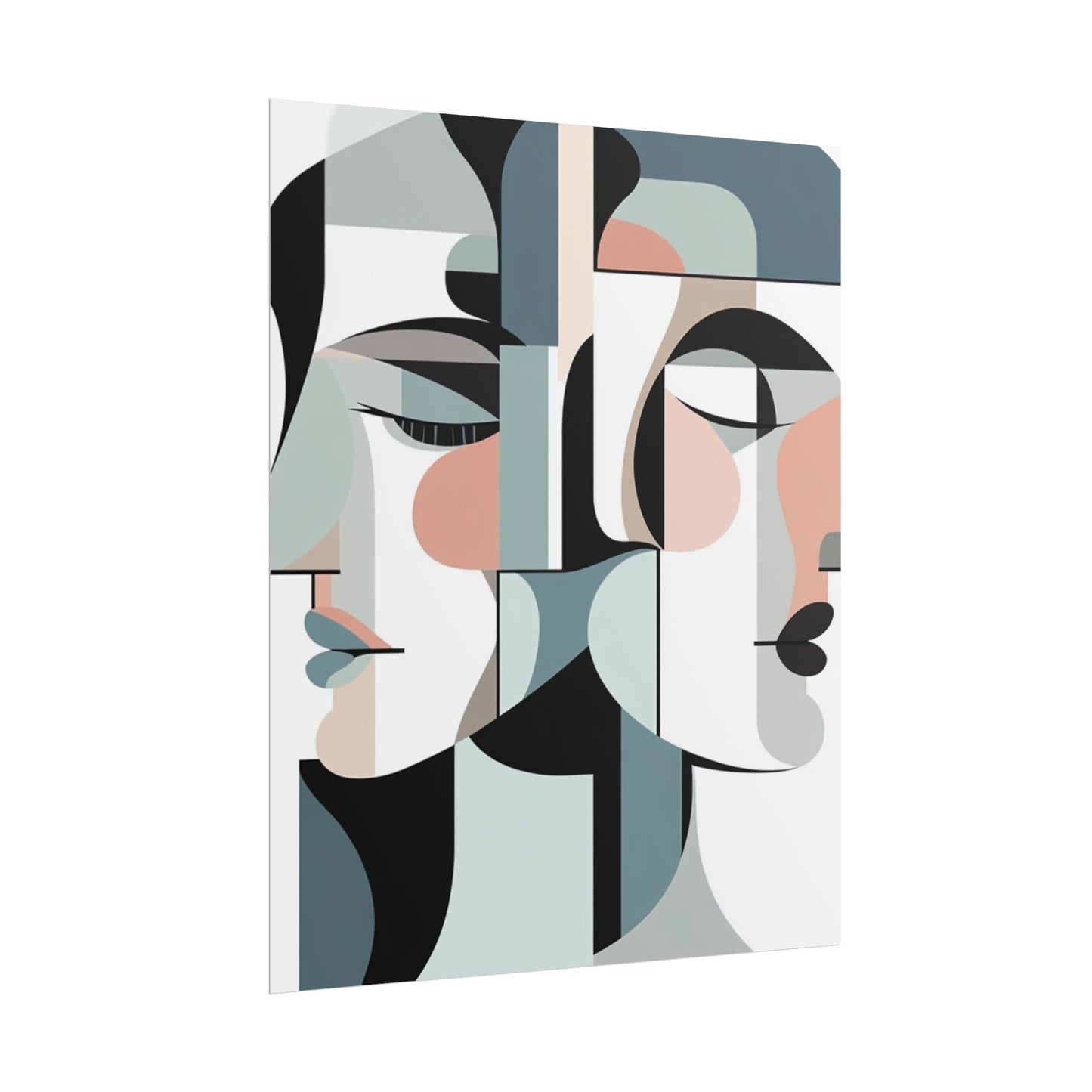 Duality in Form - Abstract Faces Art Print