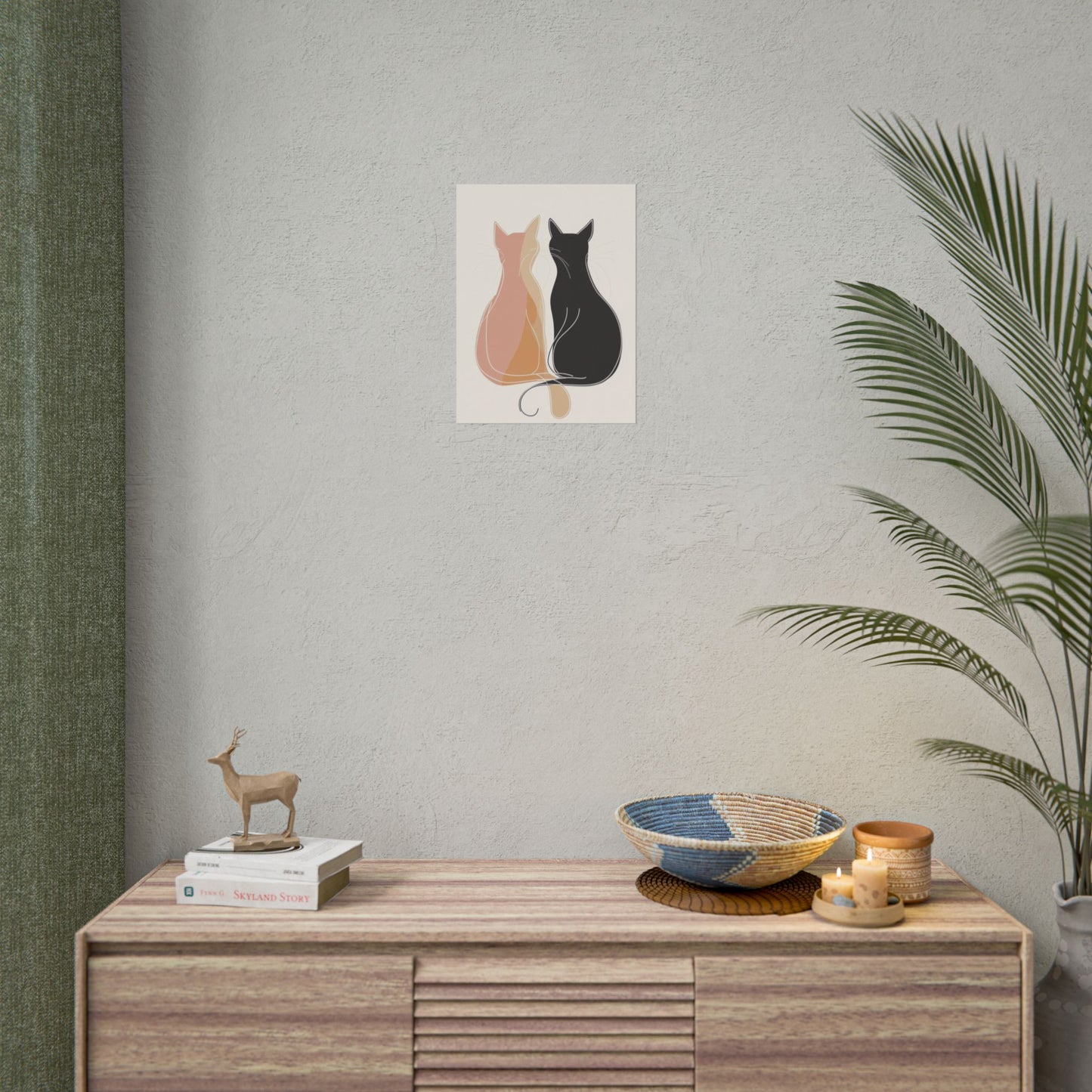 Companions in Silence - Minimalist Abstract Cat Duo