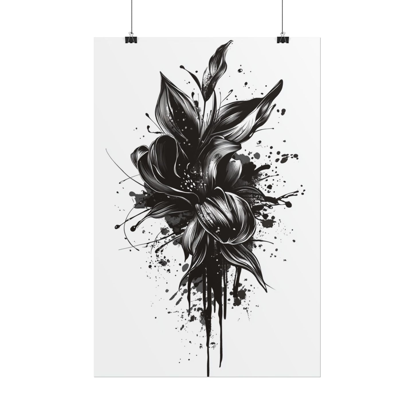 Monochrome Blossom - Abstract Floral Art Print