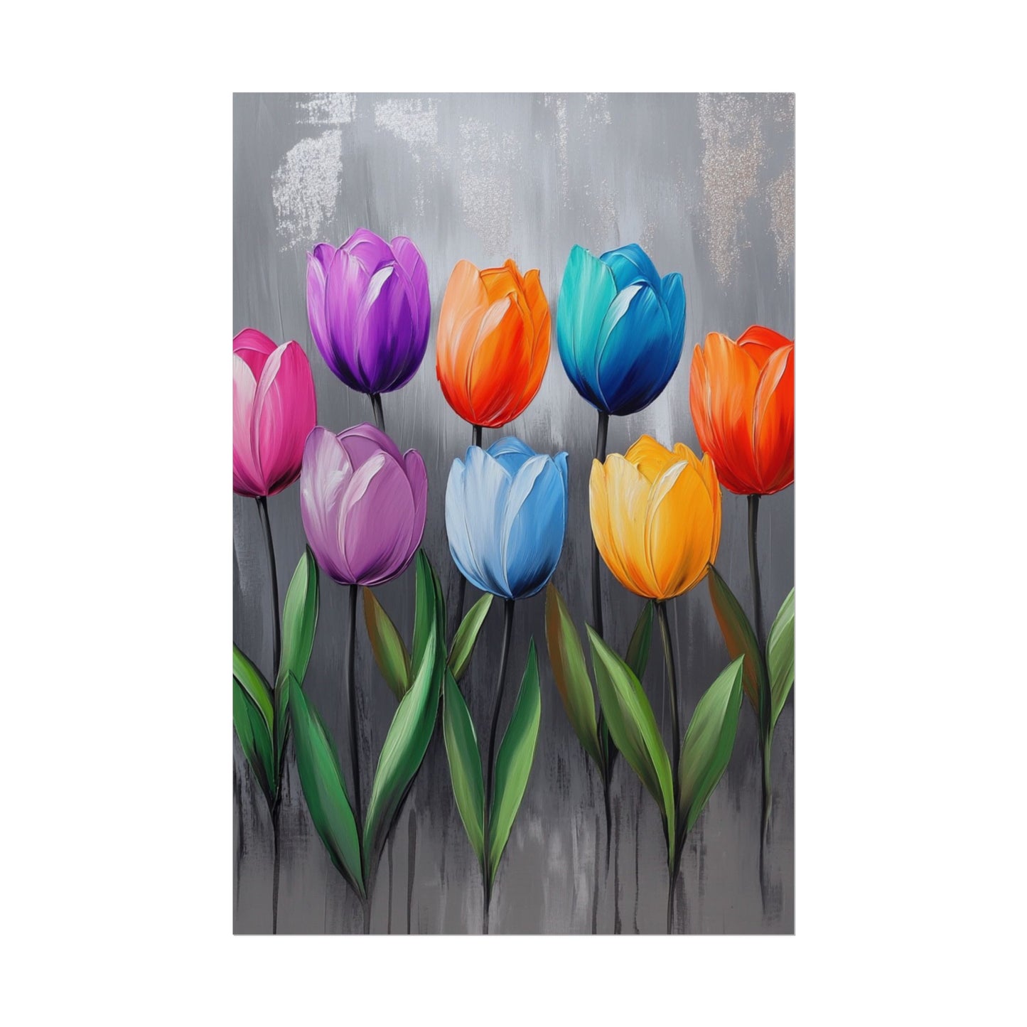 Colourful Tulips - Abstract Floral Art Print