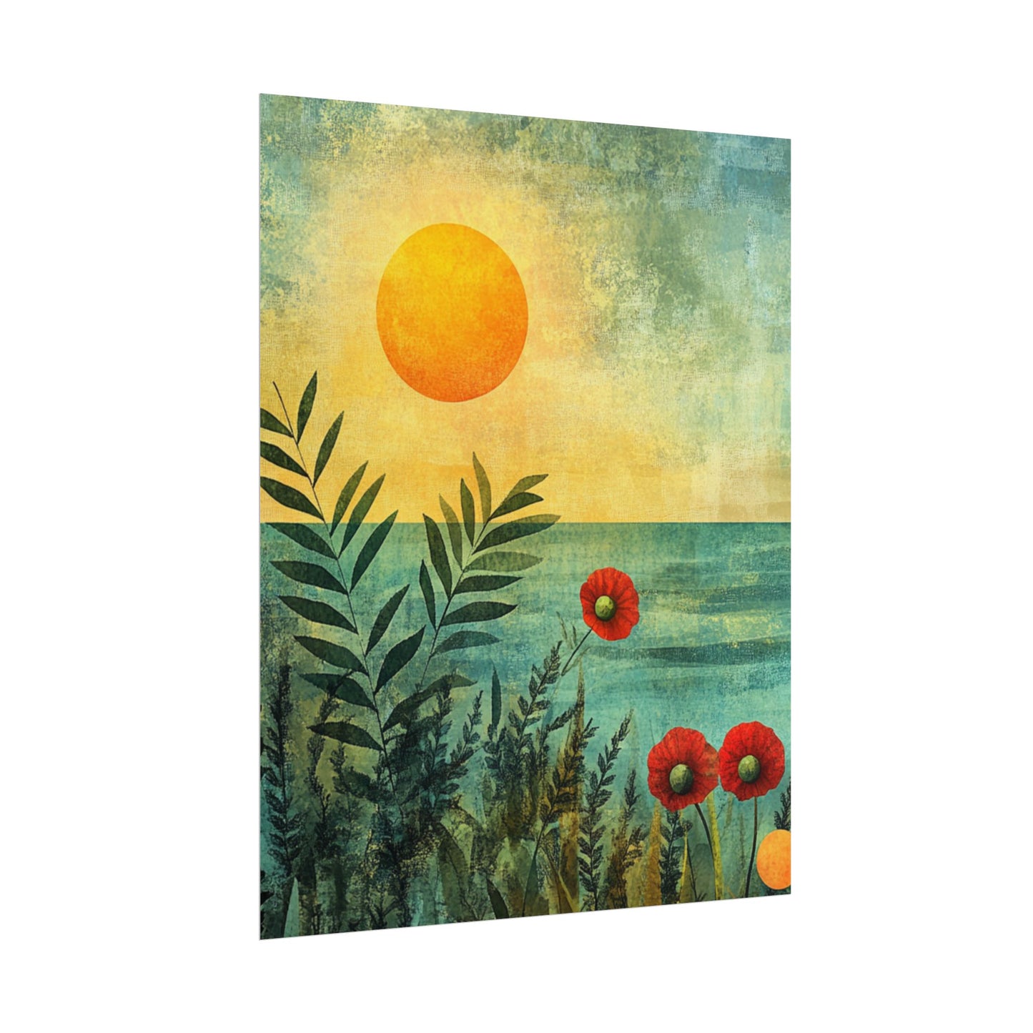 Sunrise Serenity - Abstract Coastal Floral Art Print