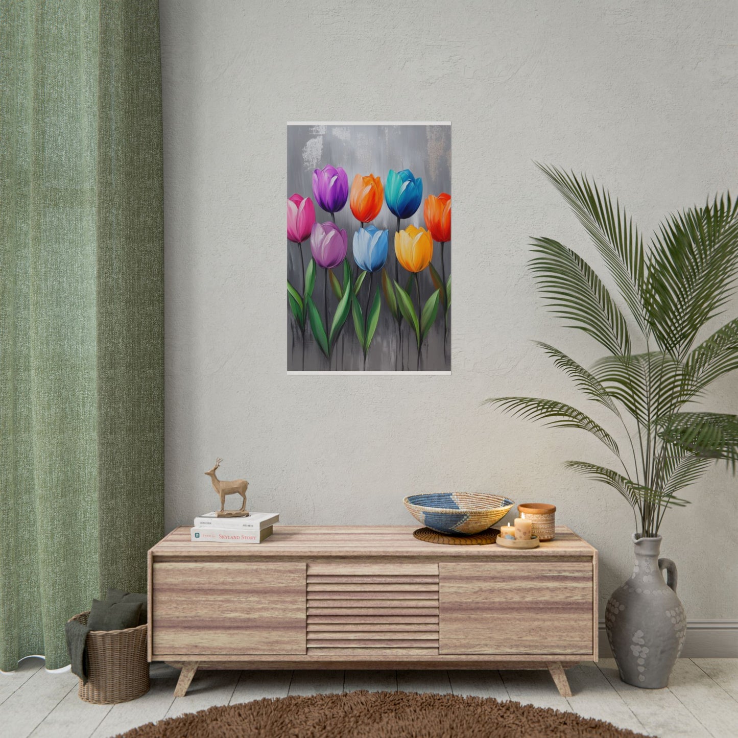 Colourful Tulips - Abstract Floral Art Print