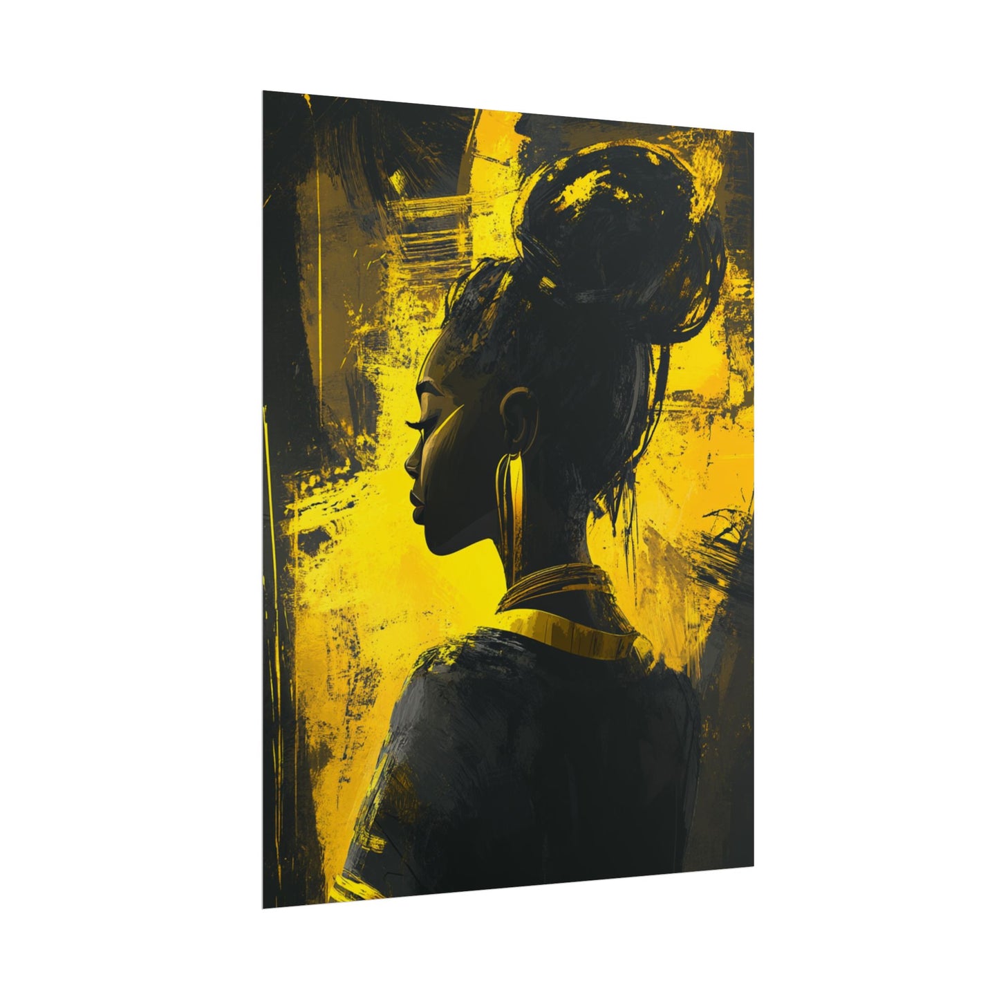 Ethereal Silhouette - Abstract Portrait in Monochrome and Gold