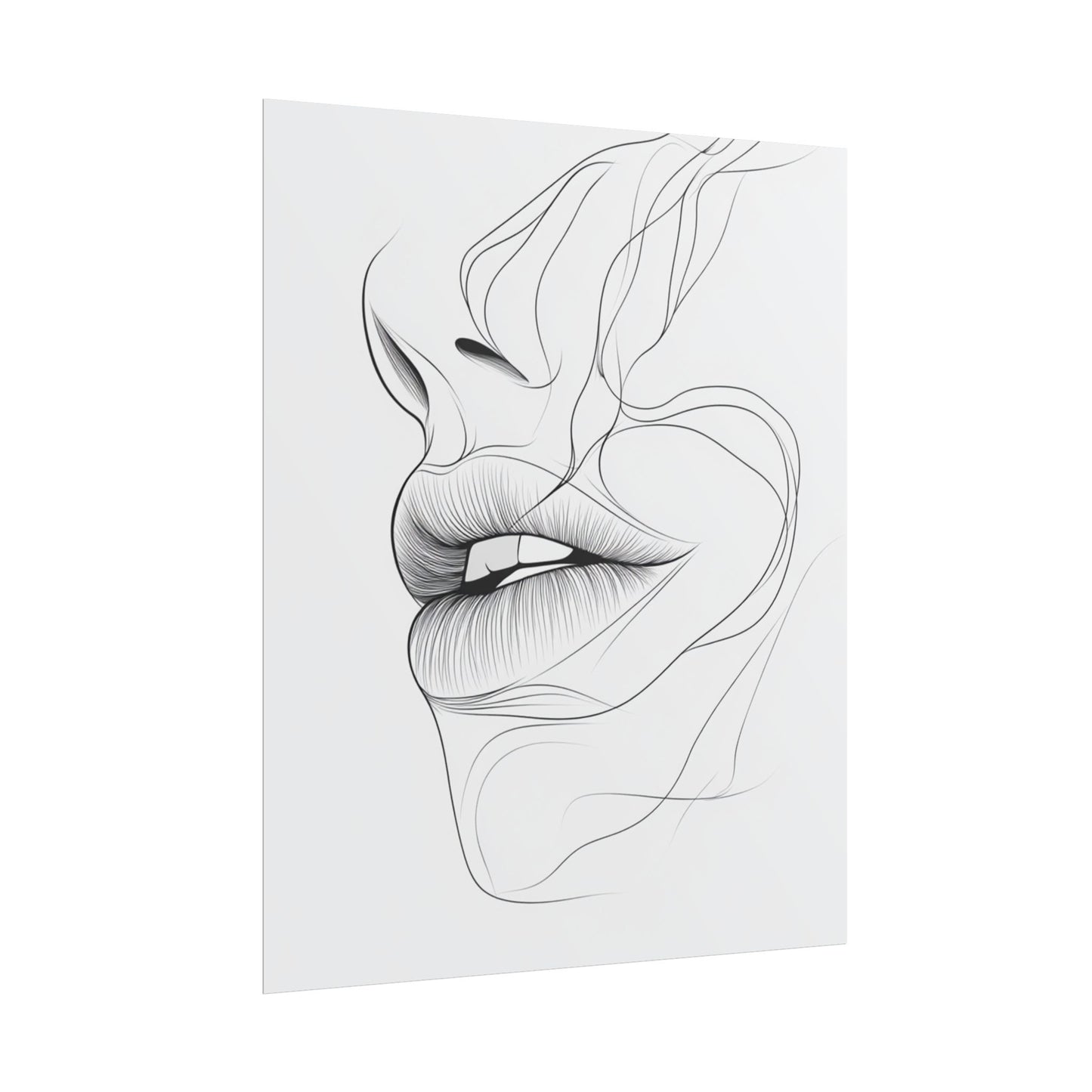 Echoes of Simplicity - Minimalist Abstract Lips Line Art