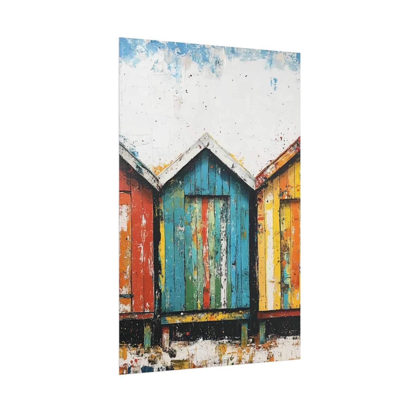 Vibrant Beach Huts - Coastal Abstract Art Print