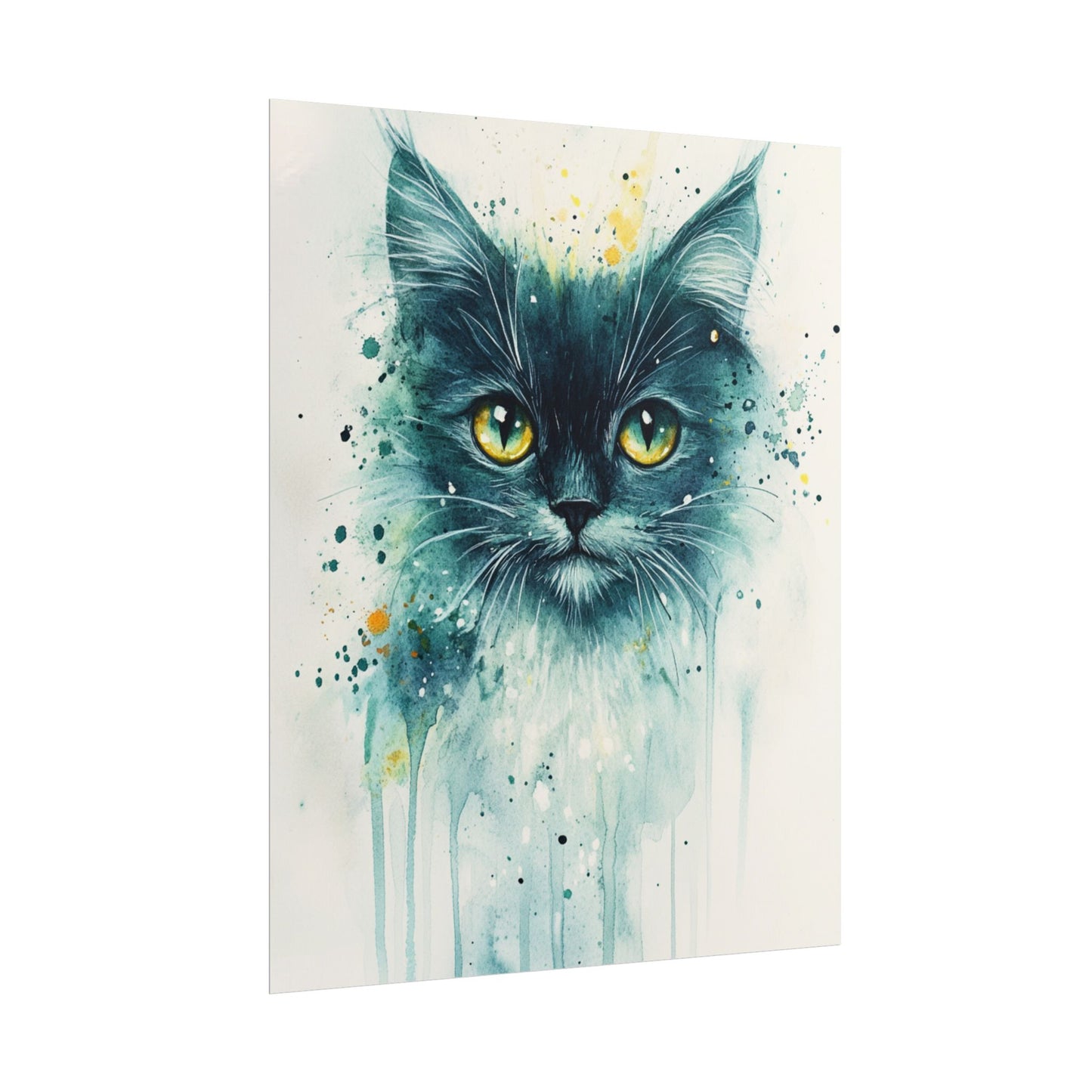 Enigmatic Gaze - Abstract Cat Watercolour Art Print