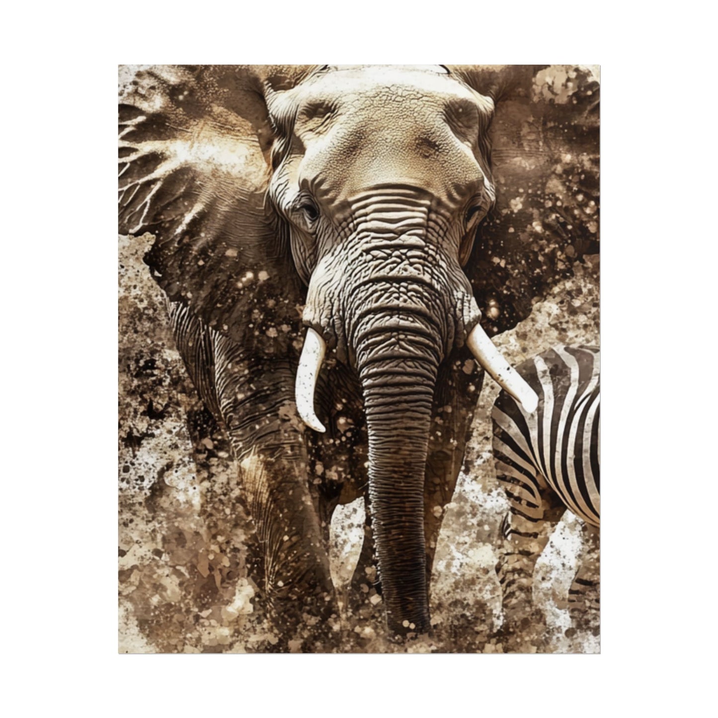 Safari Majesty - Abstract Elephant and Zebra Art Print