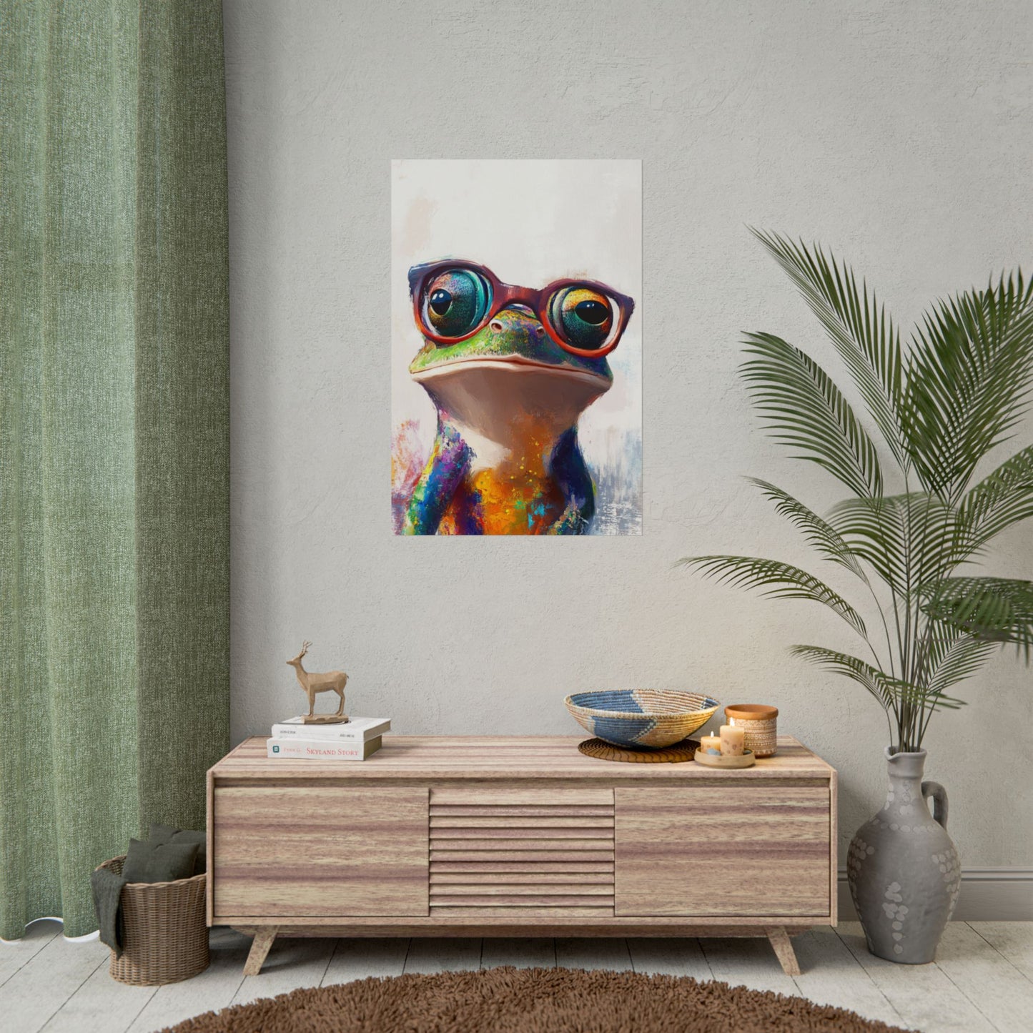 Quirky Frog with Glasses - Vibrant Abstract Animal Art Print