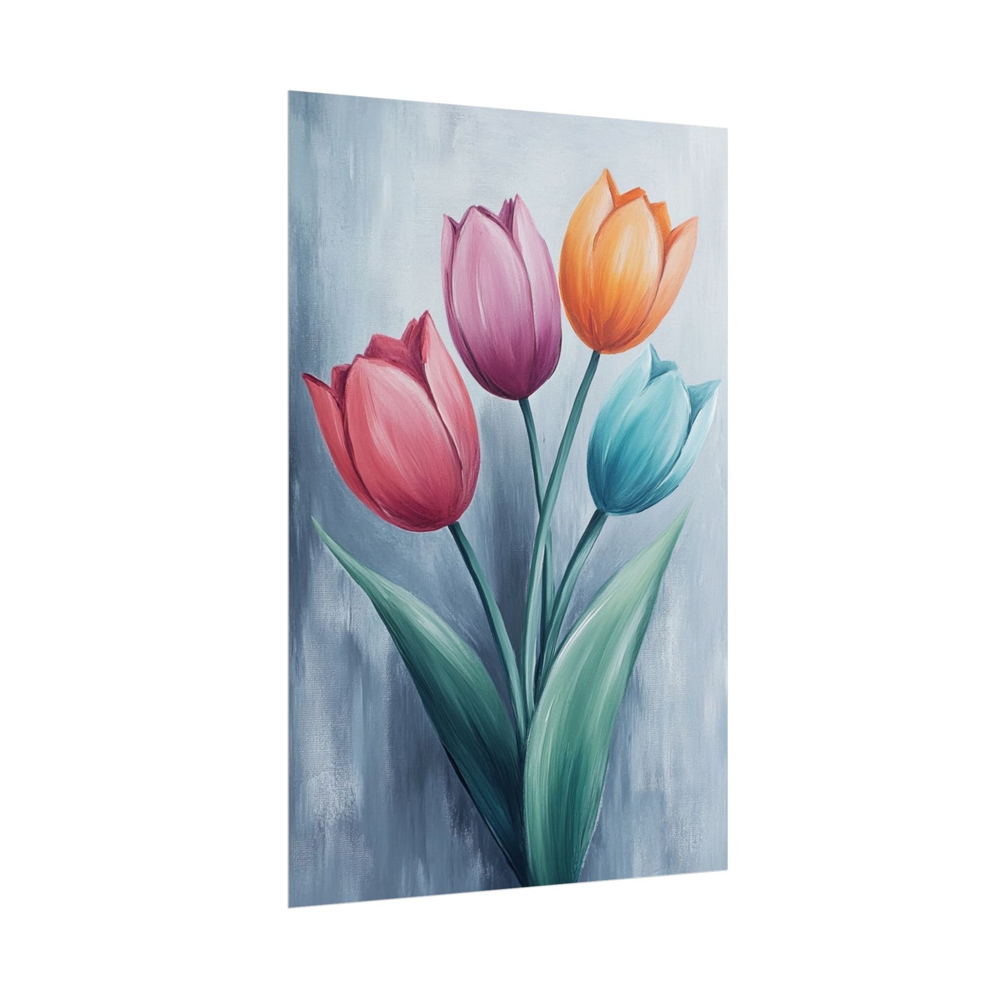 Colourful Tulip Quartet - Abstract Floral Art Print