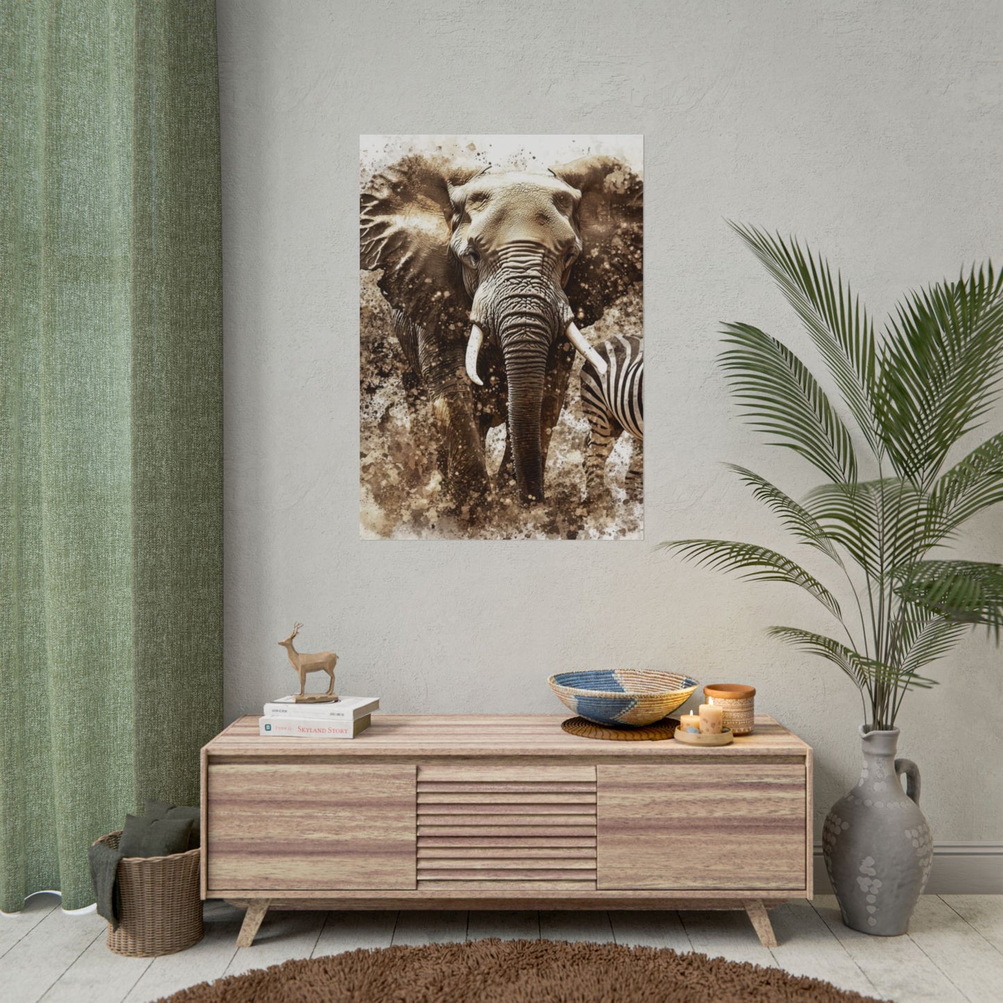 Safari Majesty - Abstract Elephant and Zebra Art Print