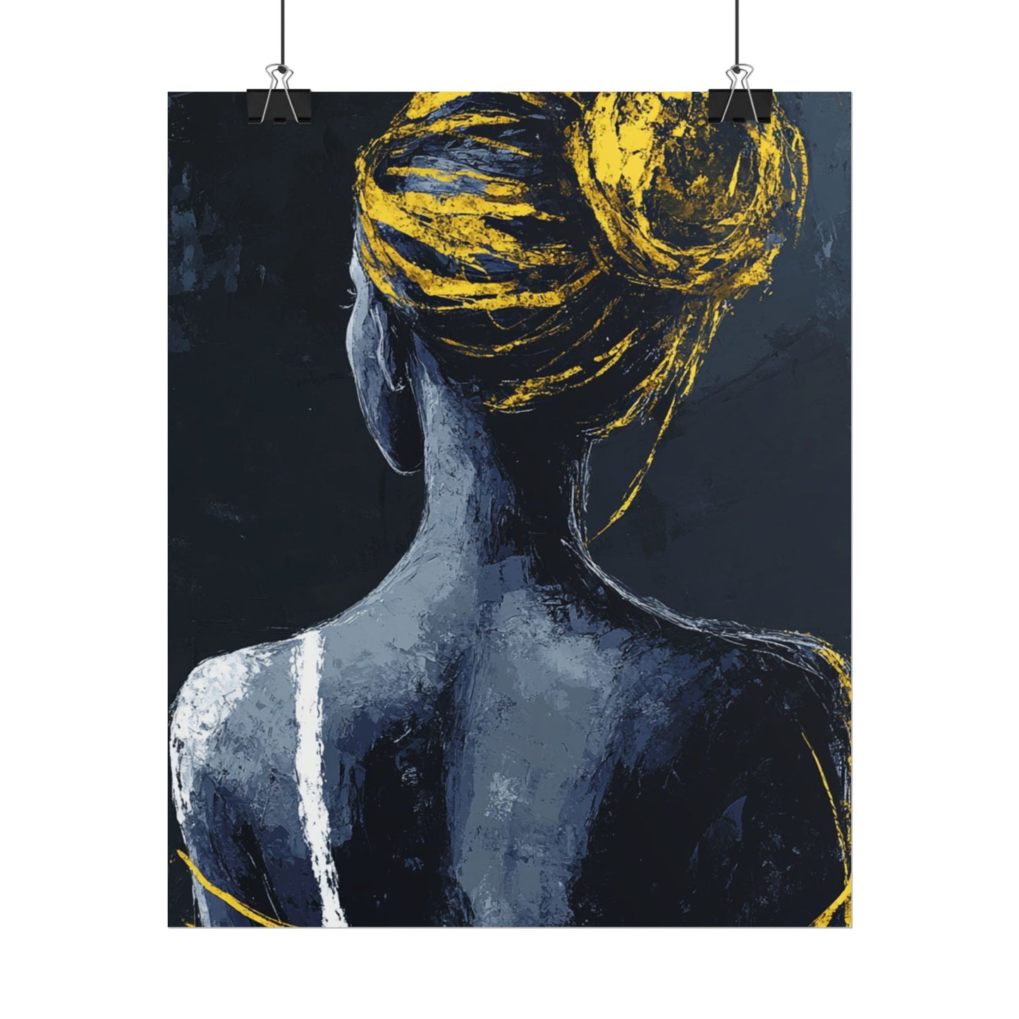 Golden Embrace - Abstract Portrait in Blue and Gold