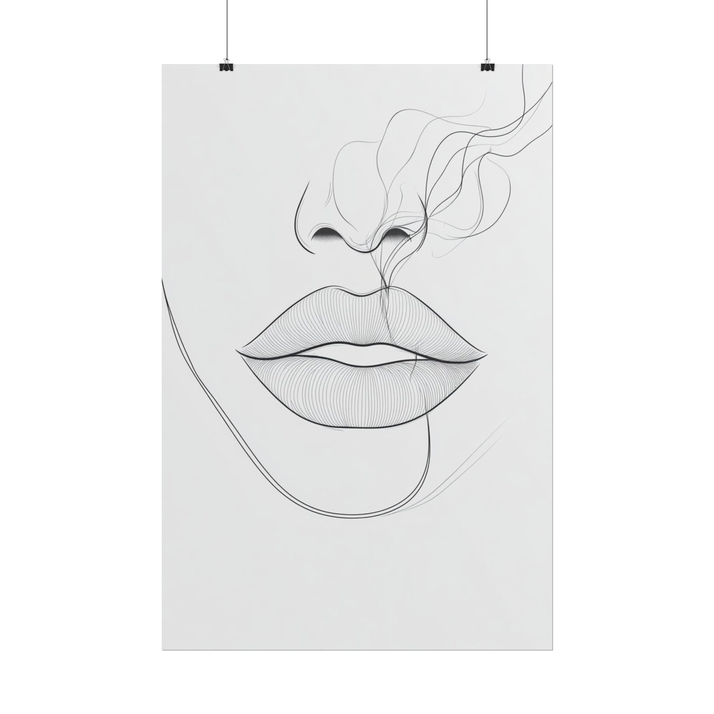 Whispers of Elegance - Abstract Line Art of Lips