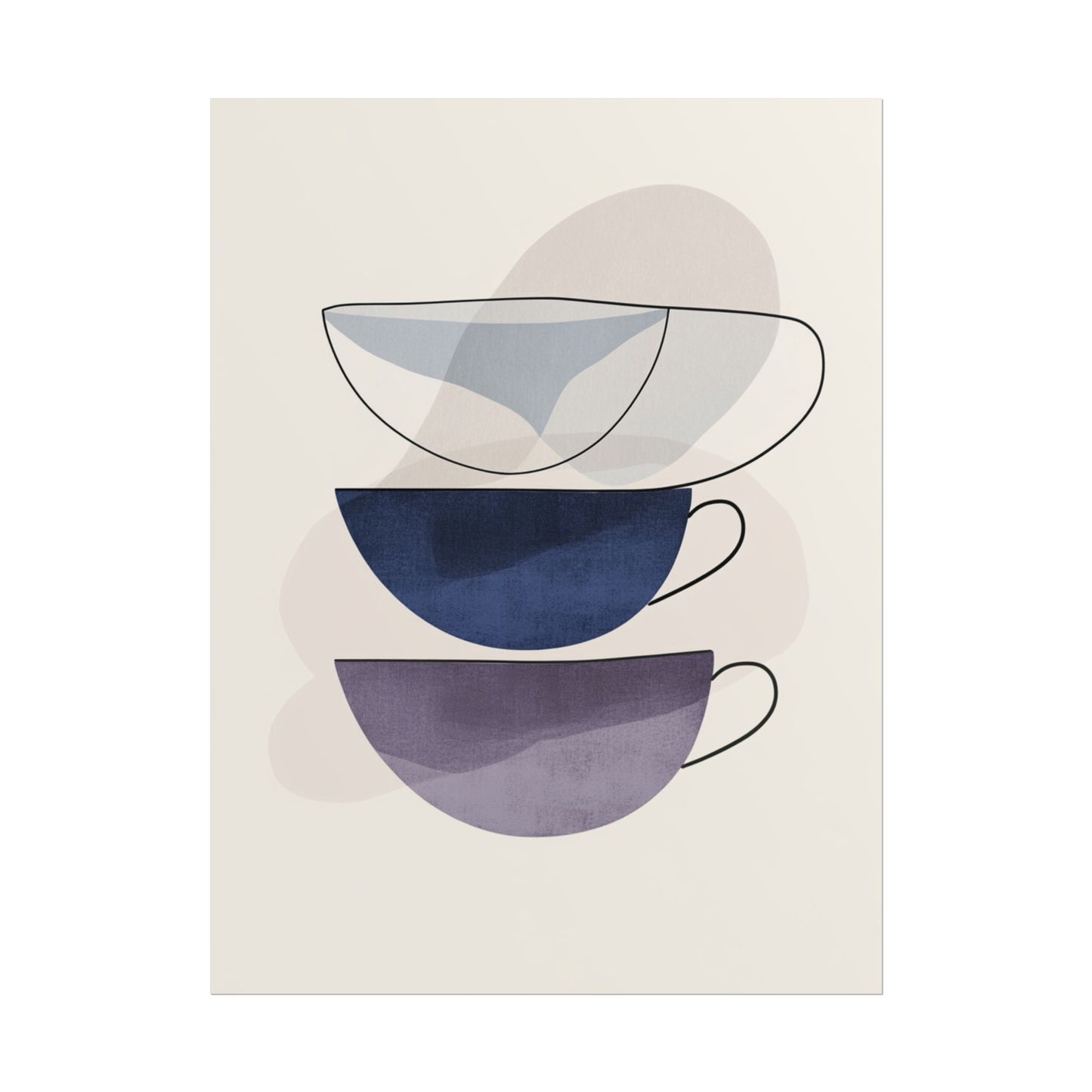 Minimalist Teacups - Abstract Modern Art Print