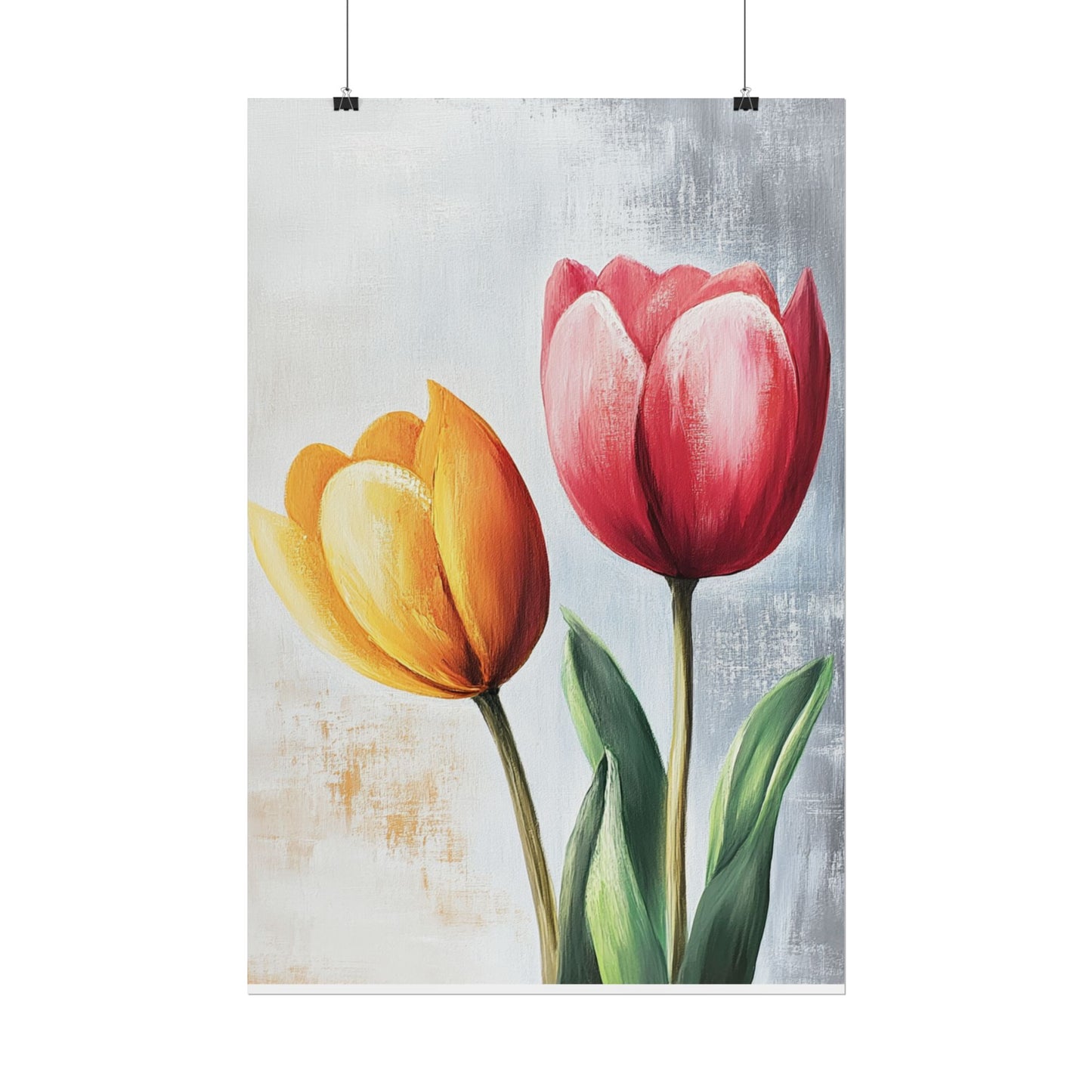 Vibrant Tulips Duo - Abstract Floral Art Print