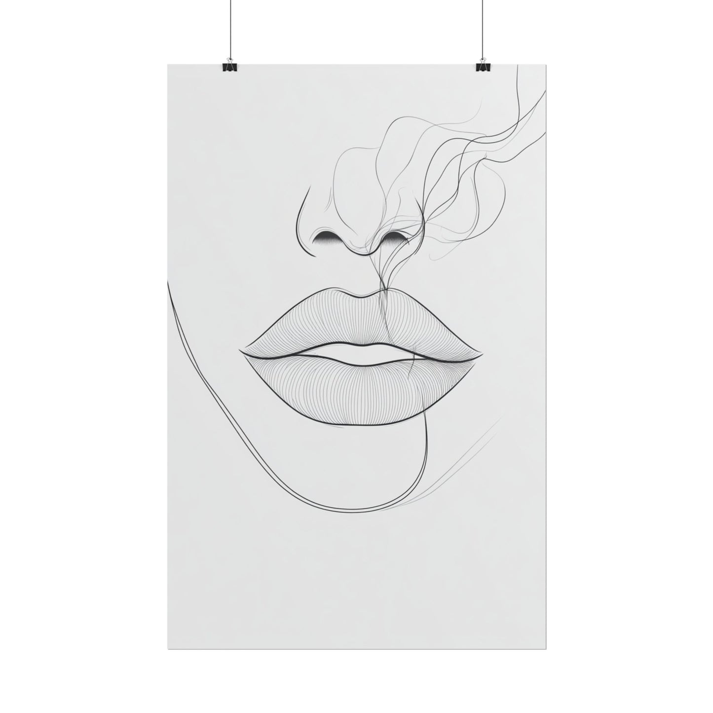 Whispers of Elegance - Abstract Line Art of Lips