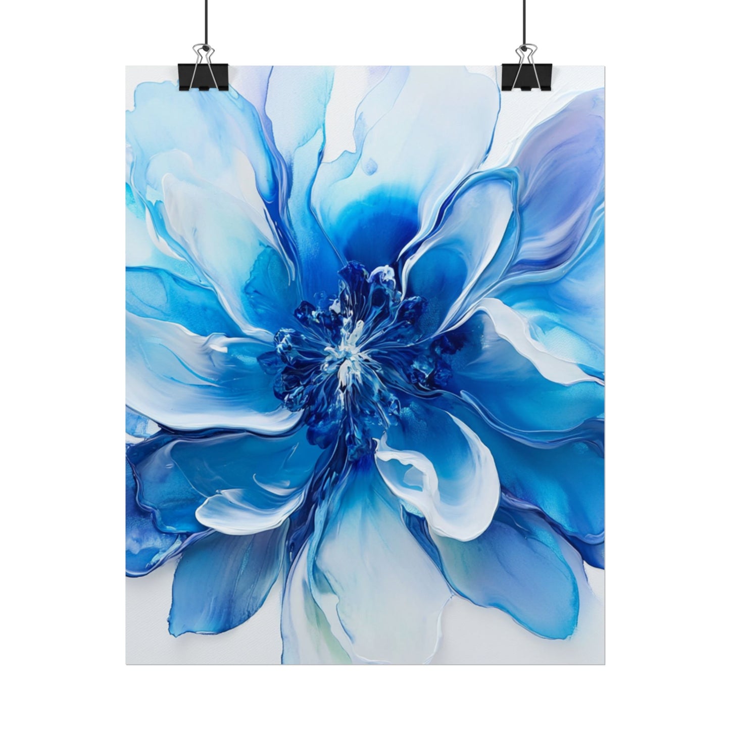 Ethereal Bloom - Abstract Blue Floral Art Print