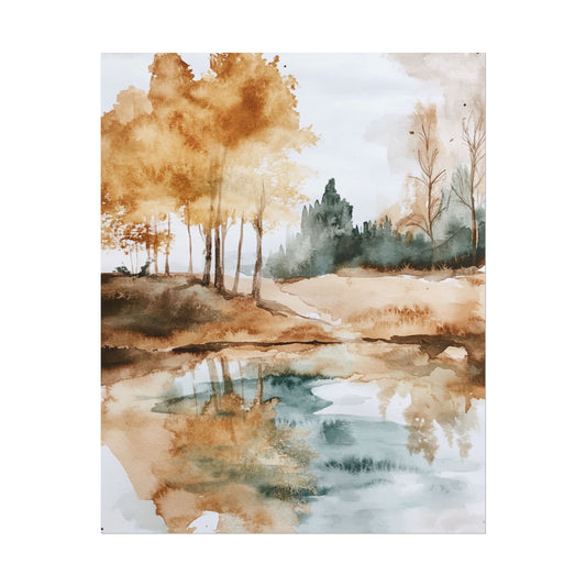 Autumn Serenity - Abstract Landscape Watercolour