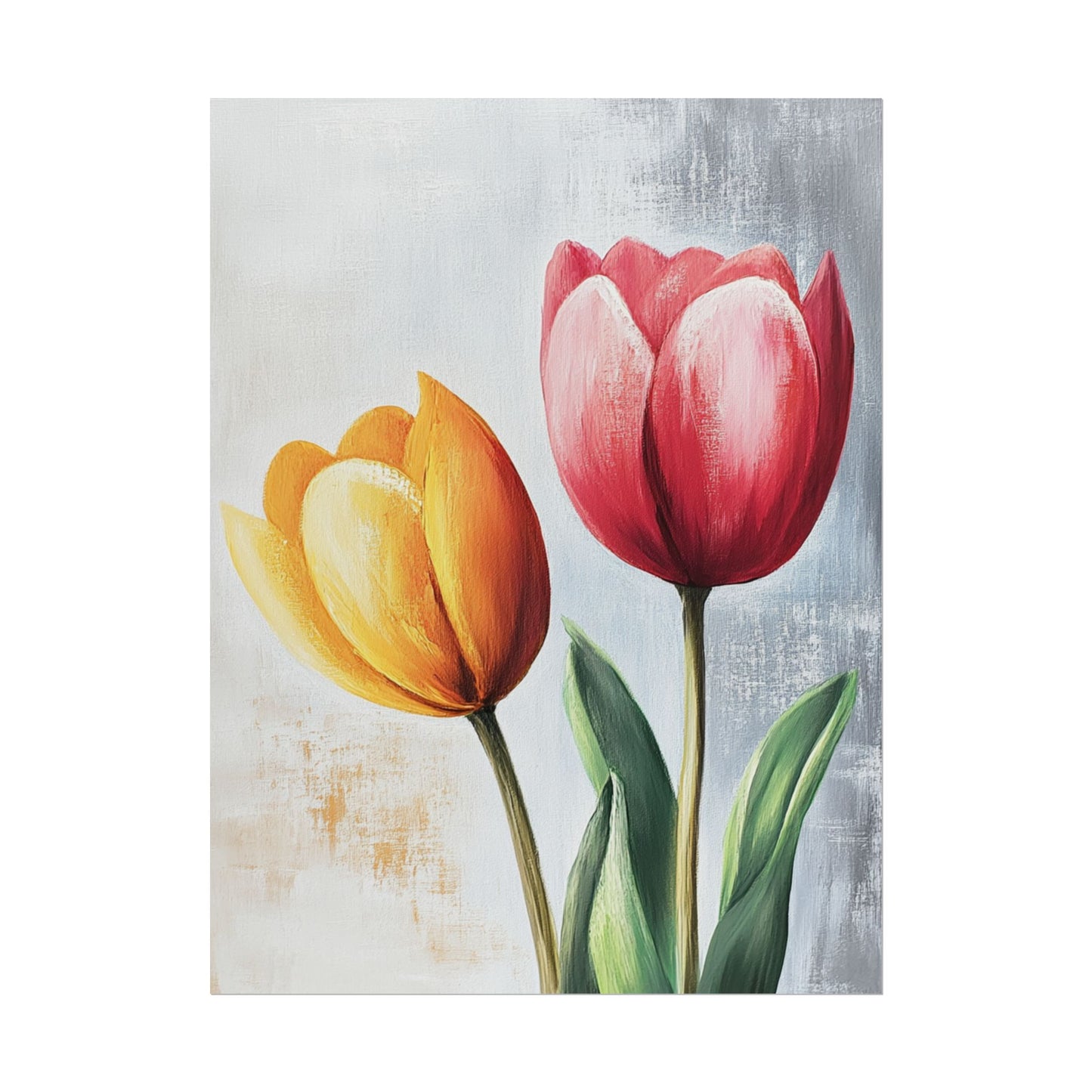 Vibrant Tulips Duo - Abstract Floral Art Print