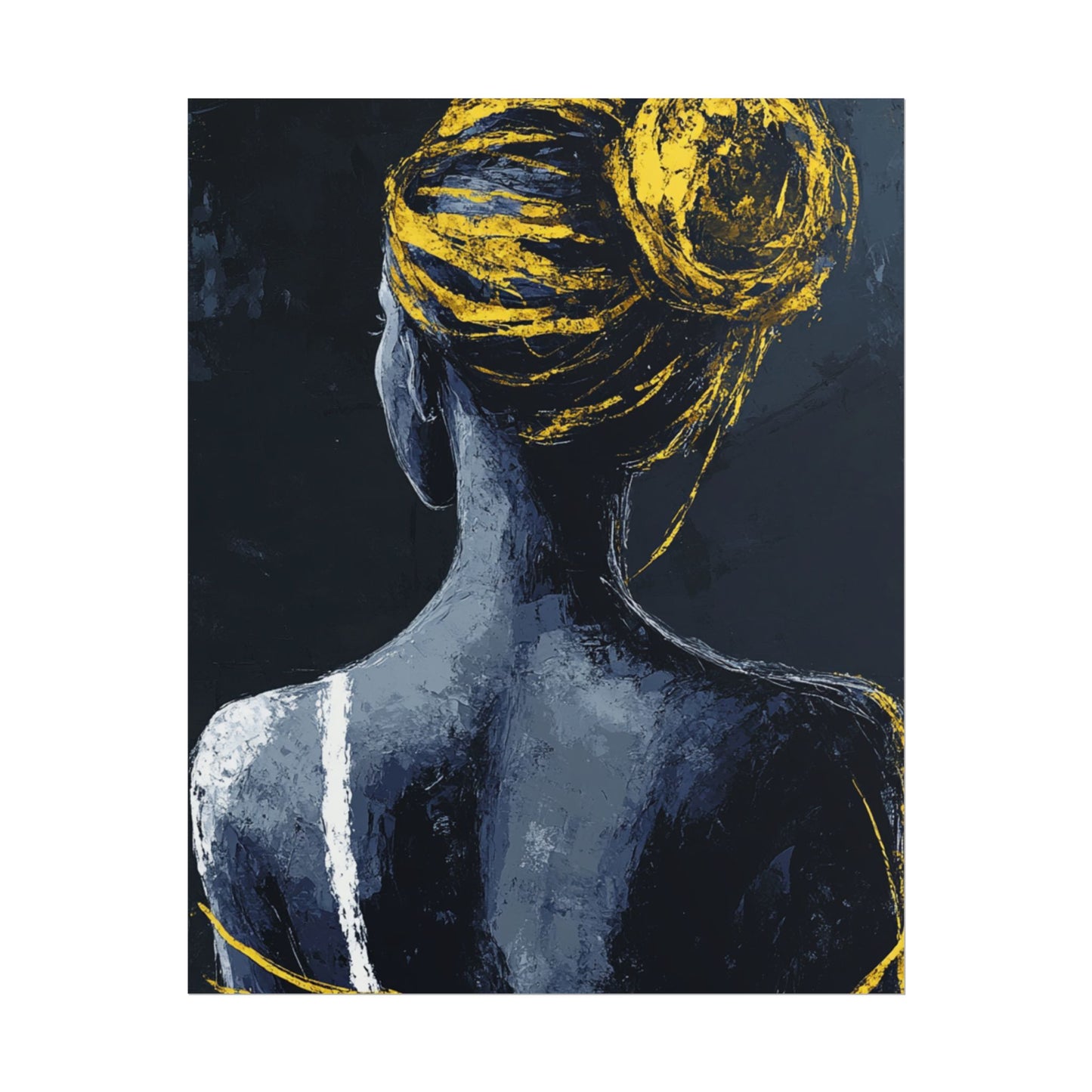 Golden Embrace - Abstract Portrait in Blue and Gold