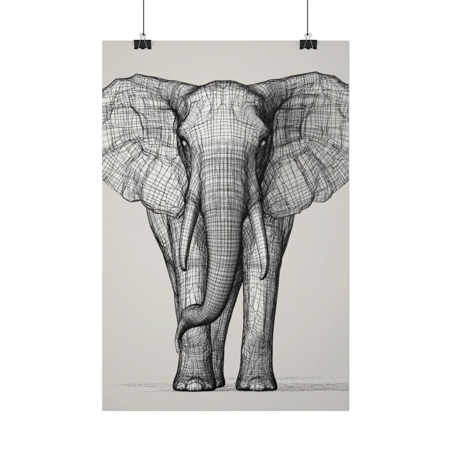 Majestic Lines - Abstract Elephant Wireframe Art