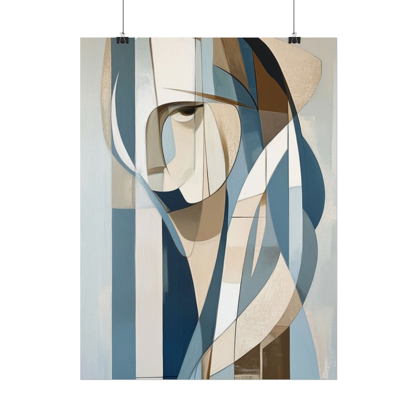 Contemplation in Blue - Modern Abstract Portrait