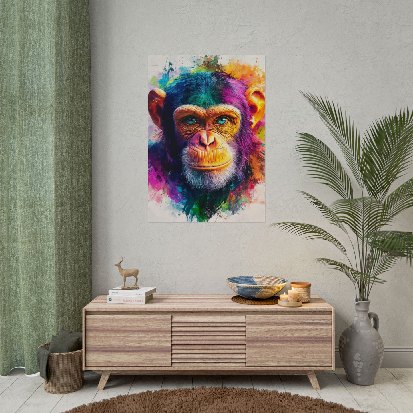 Vibrant Primate - Abstract Portrait of a Chimpanzee