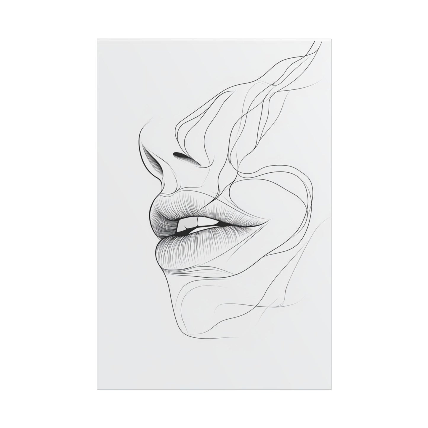 Echoes of Simplicity - Minimalist Abstract Lips Line Art