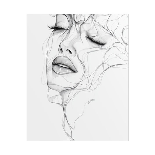 Ethereal Whispers - Abstract Line Art Portrait