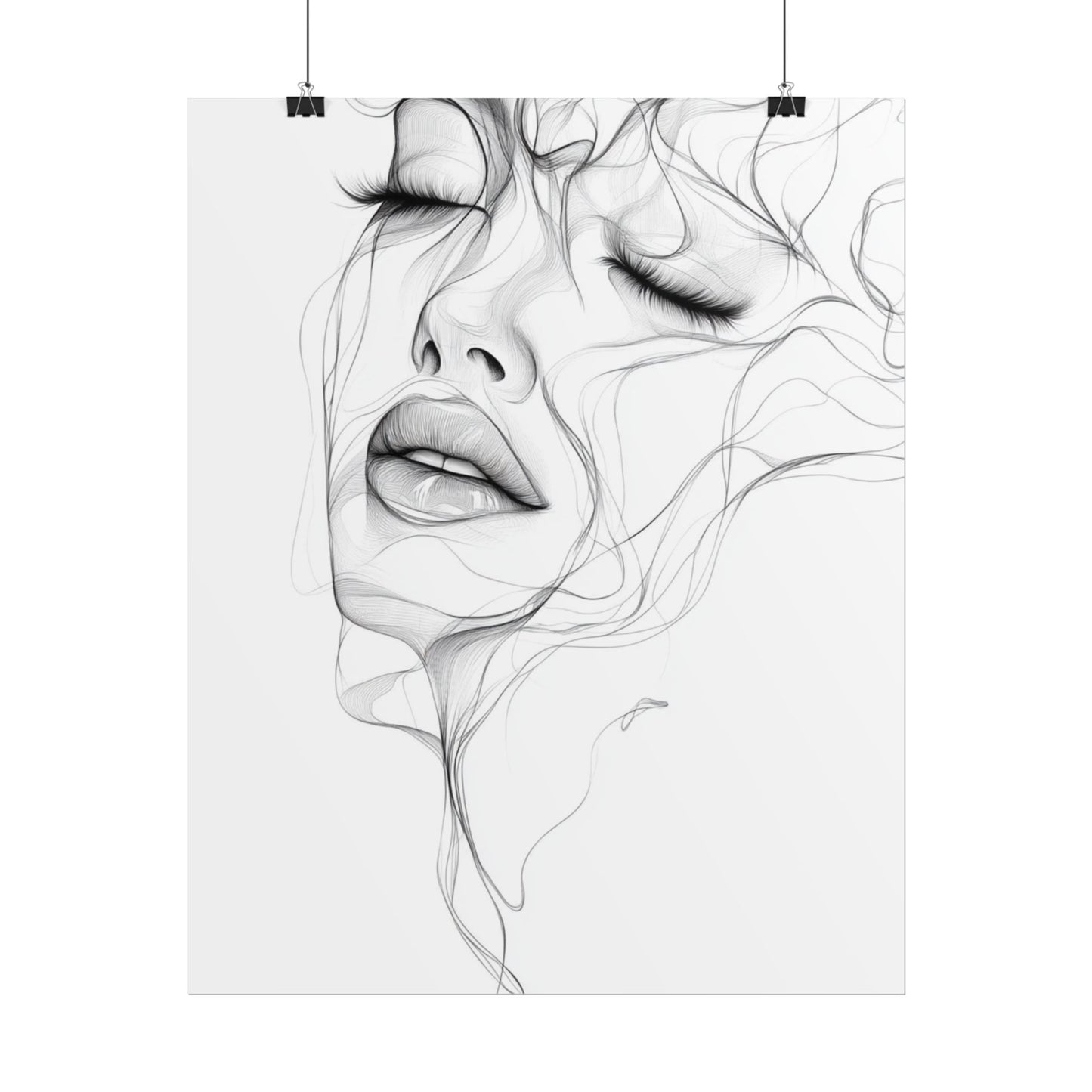 Ethereal Whispers - Abstract Line Art Portrait