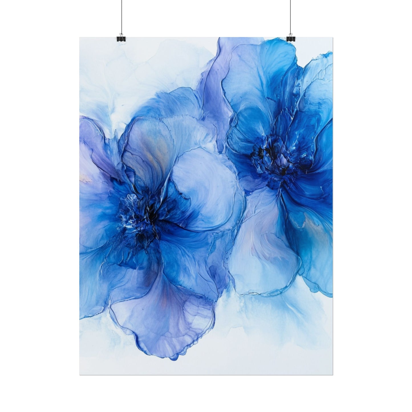 Ethereal Duo - Abstract Floral Art in Shades of Blue