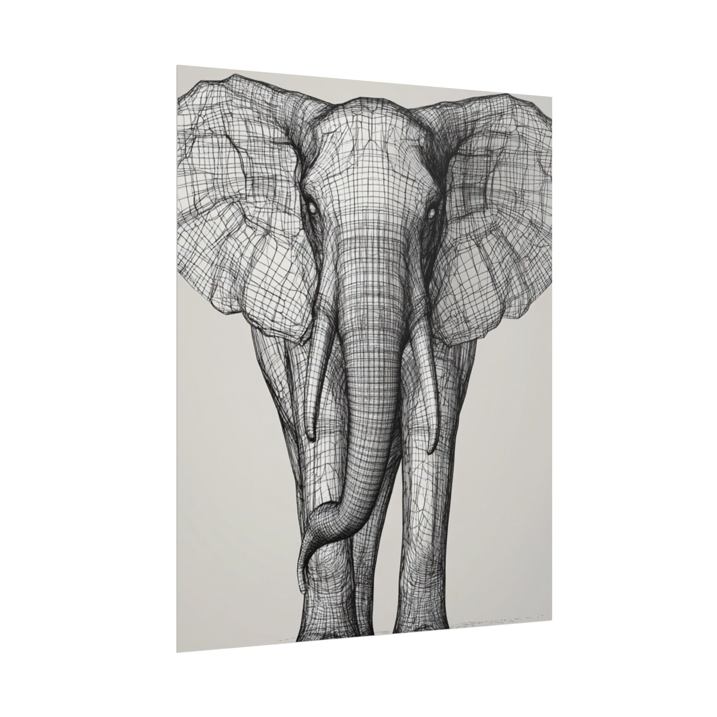 Majestic Lines - Abstract Elephant Wireframe Art