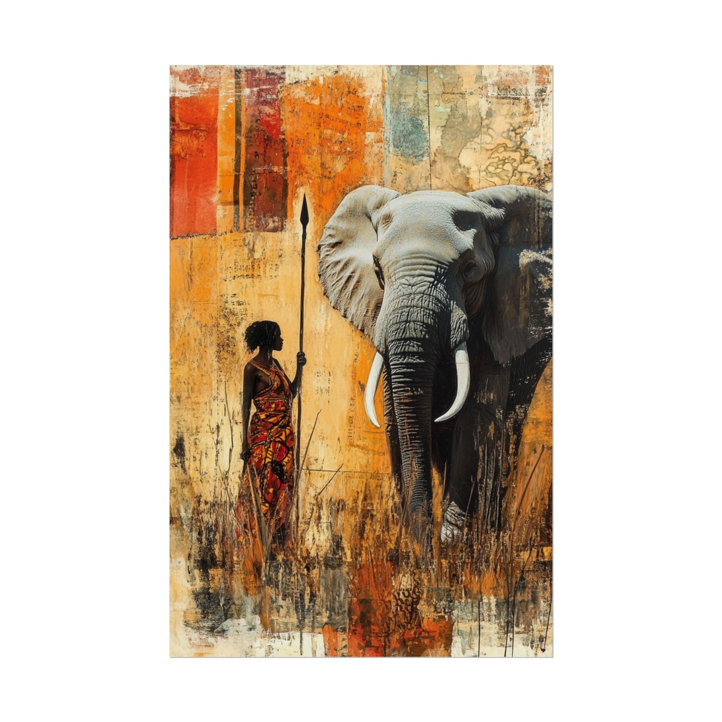 Majestic Encounter - Abstract African Art Print