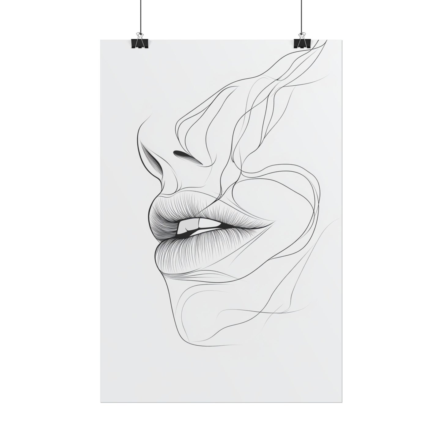 Echoes of Simplicity - Minimalist Abstract Lips Line Art