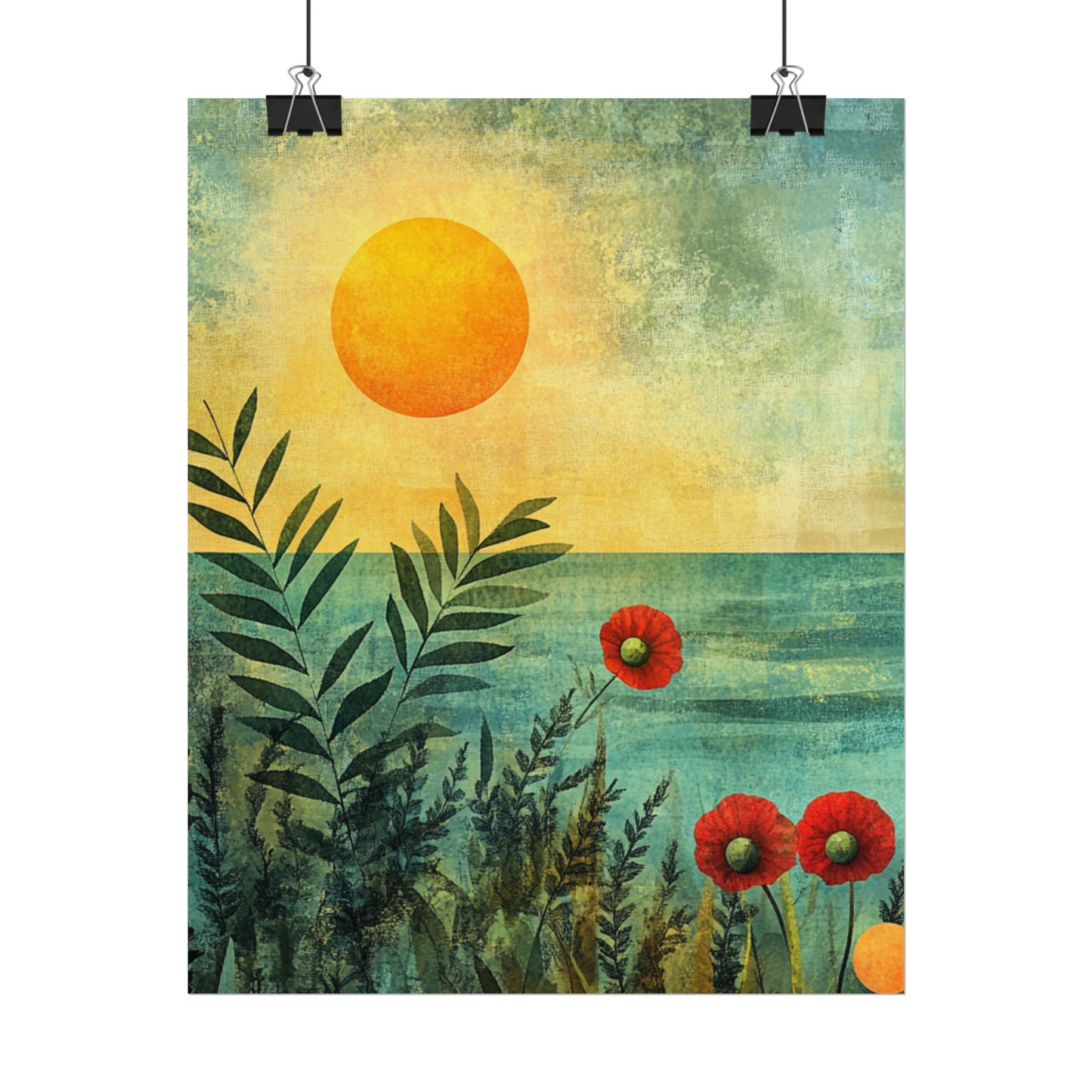 Sunrise Serenity - Abstract Coastal Floral Art Print