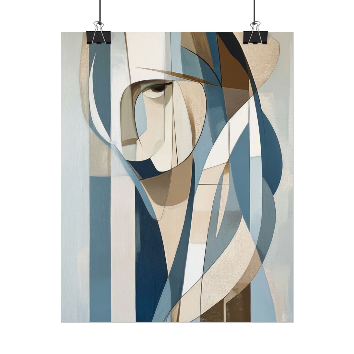 Contemplation in Blue - Modern Abstract Portrait