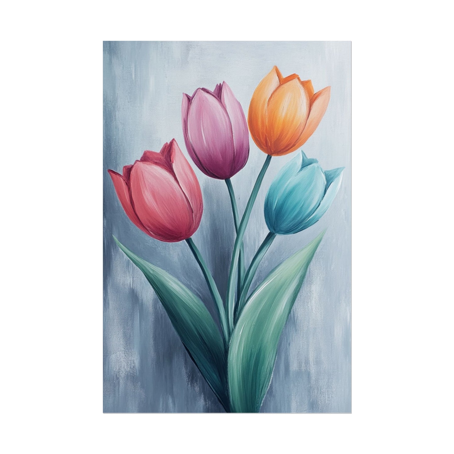 Colourful Tulip Quartet - Abstract Floral Art Print