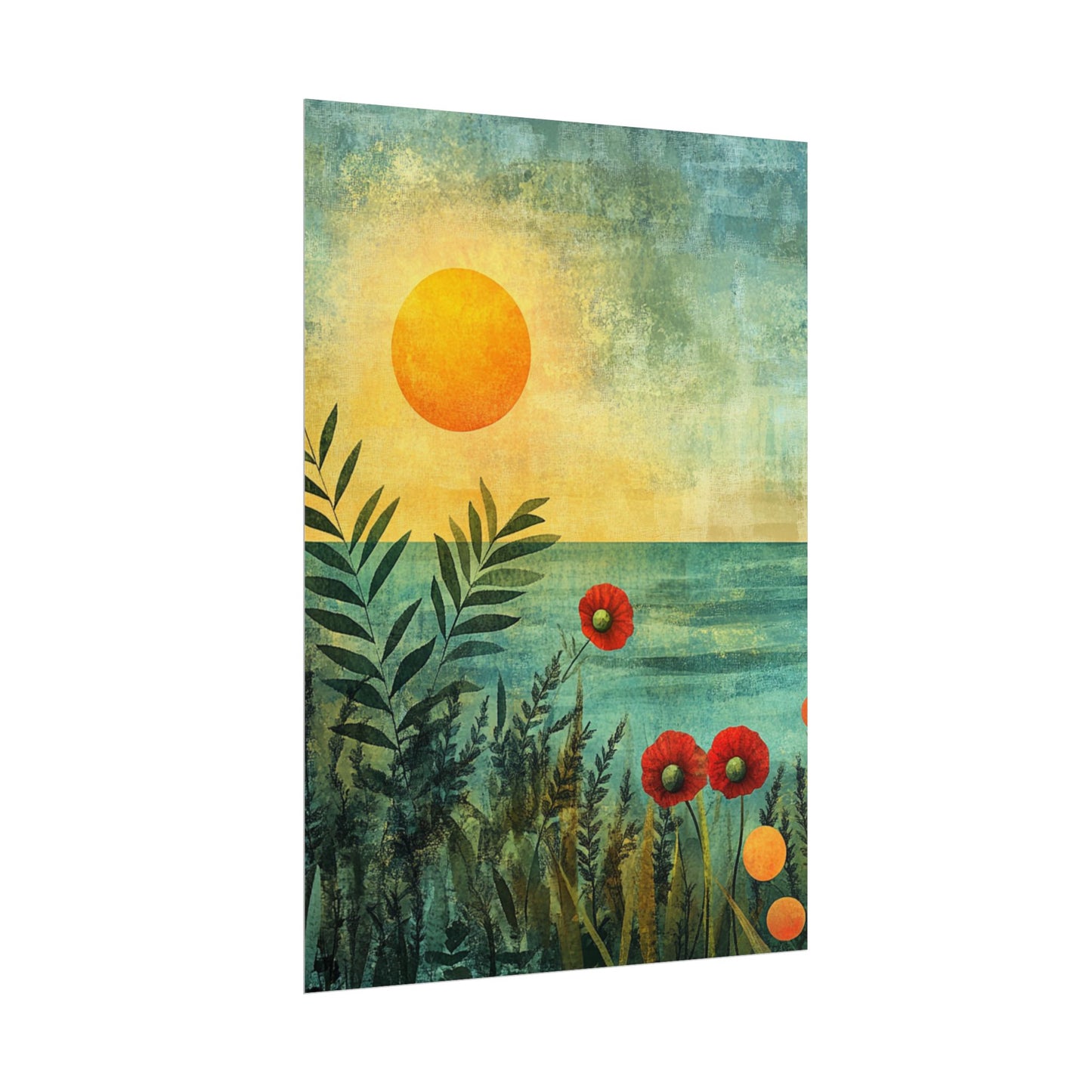 Sunrise Serenity - Abstract Coastal Floral Art Print