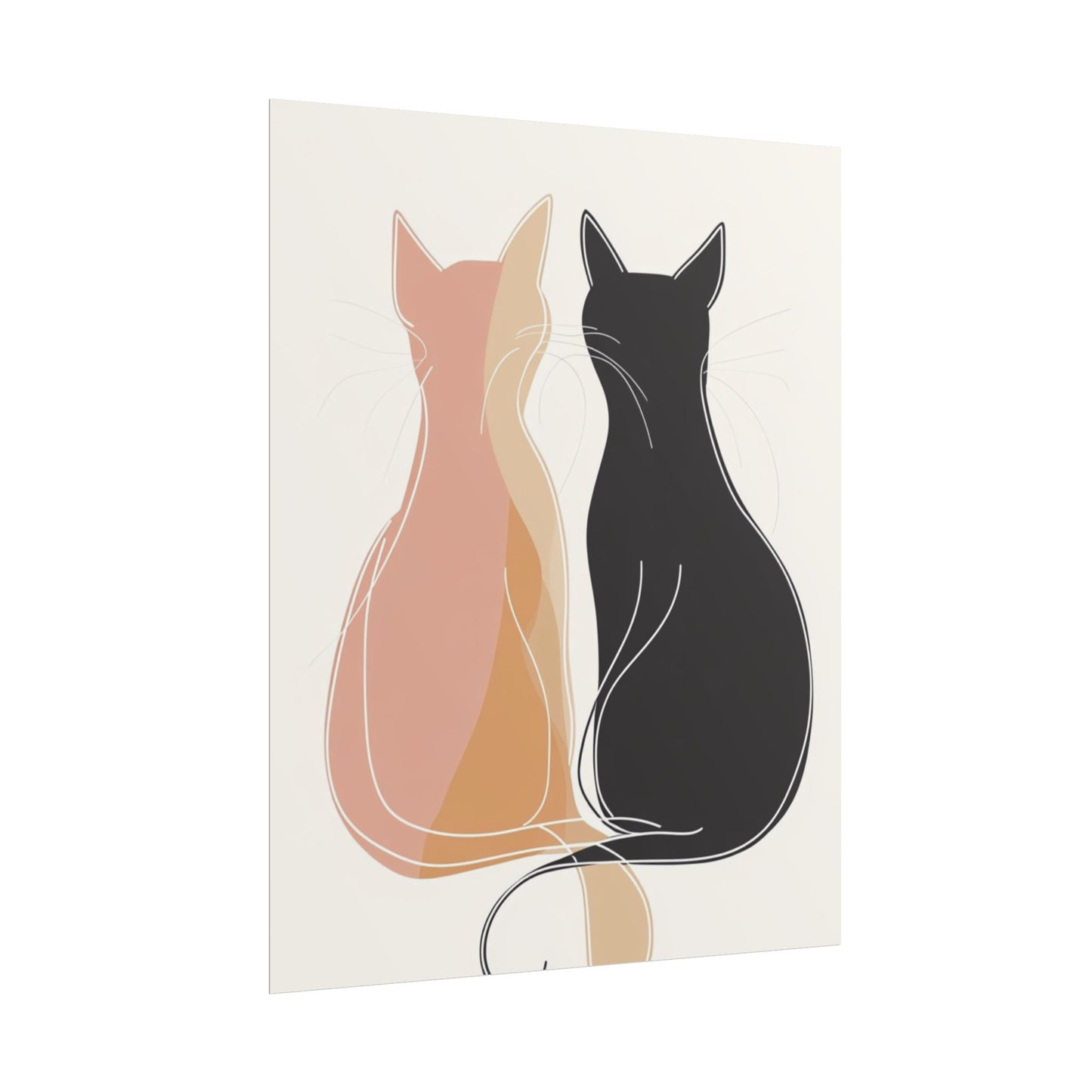 Companions in Silence - Minimalist Abstract Cat Duo