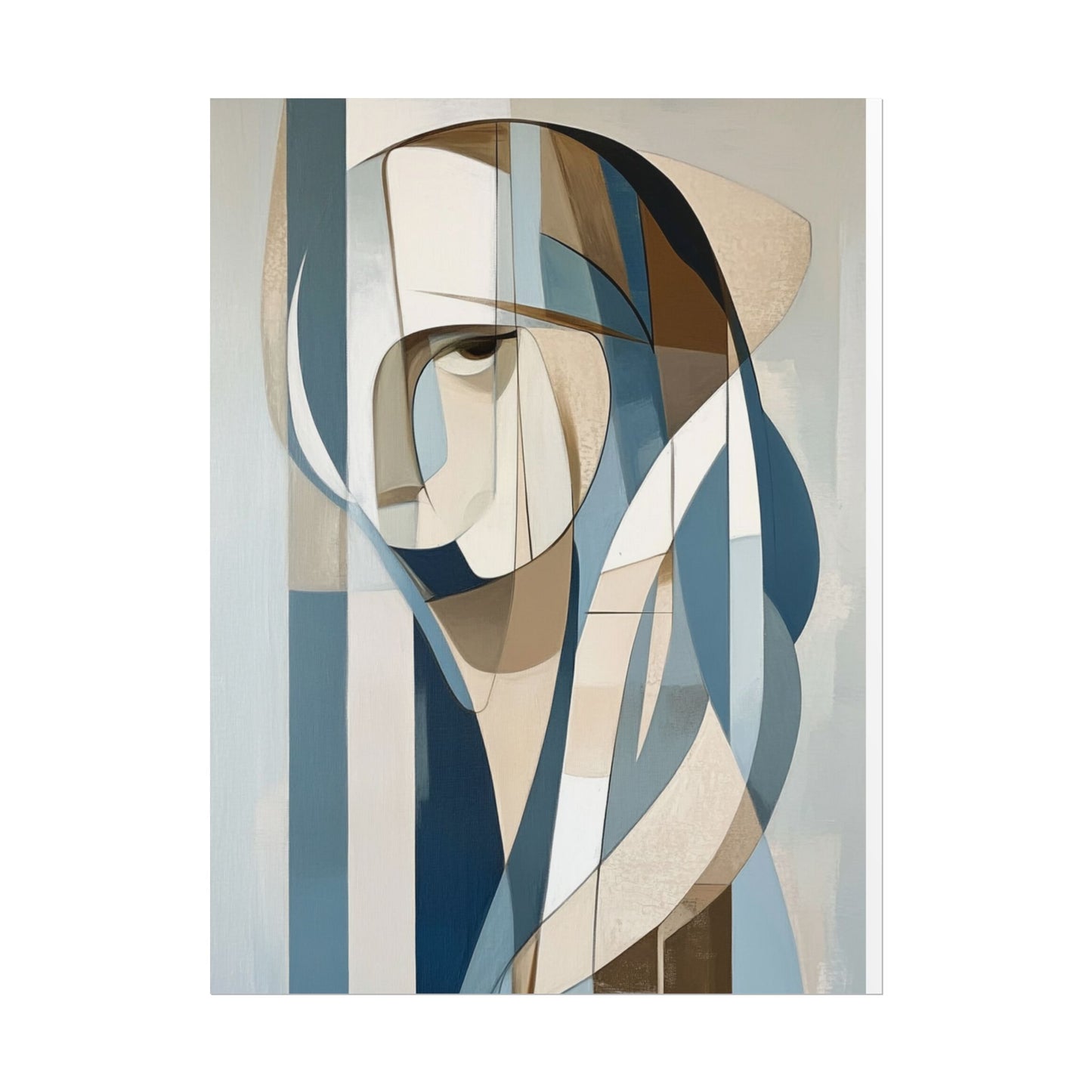 Contemplation in Blue - Modern Abstract Portrait