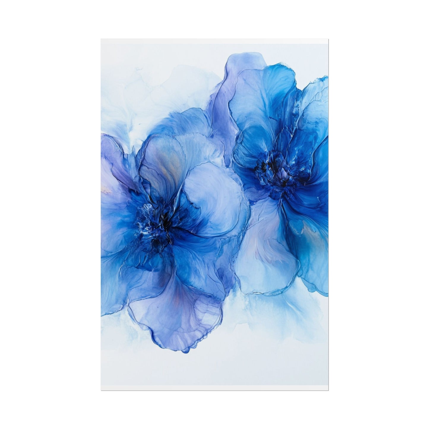 Ethereal Duo - Abstract Floral Art in Shades of Blue